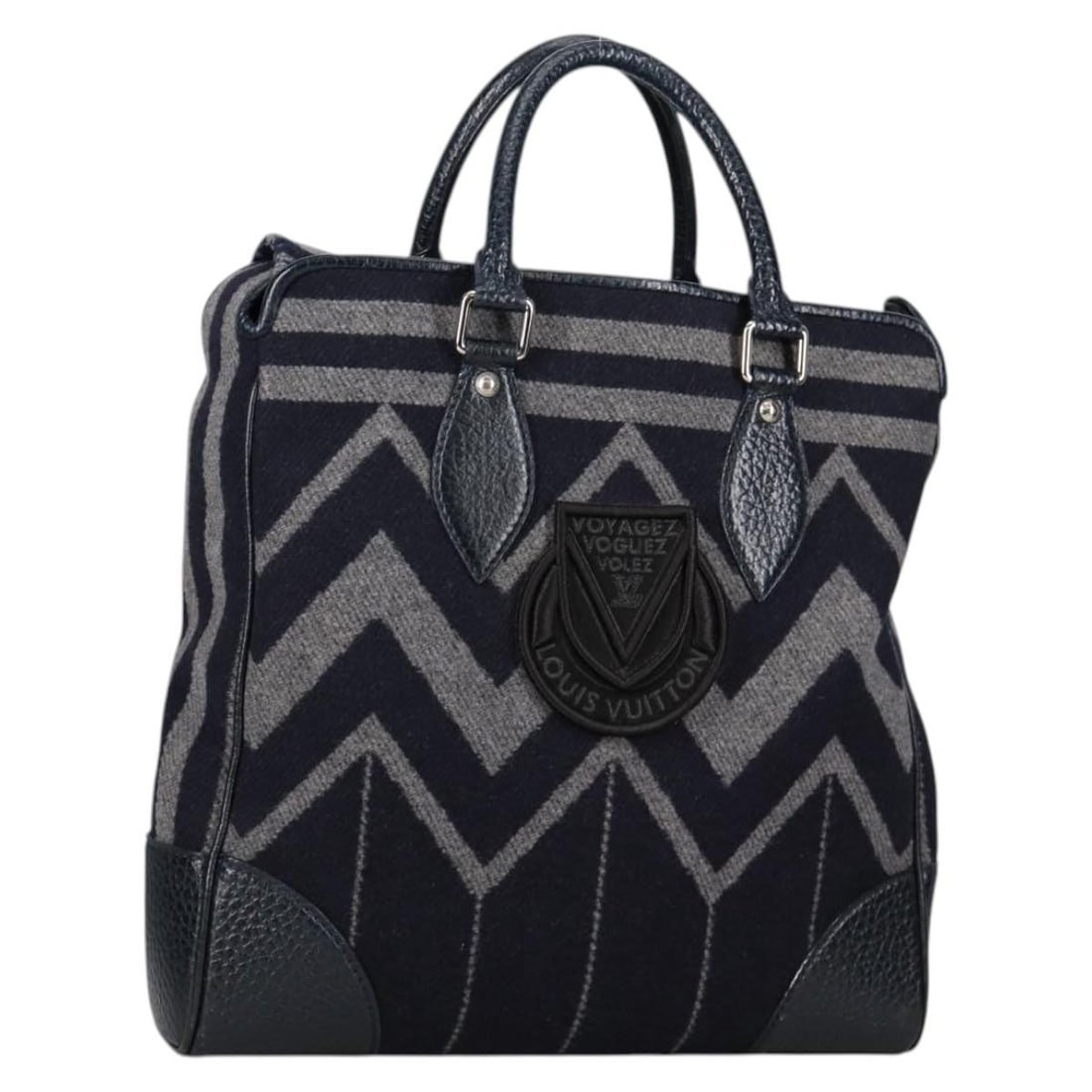 Louis Vuitton M95240 Cabas Vale Karakoram Wool Tote Navy: Louis Vuitton M95240 Cabas Vale Karakoram Wool Tote Navy Louis Vuitton Cabas Vale Karakoram handbag in navy wool, made in France. This women's handbag includes a dust bag and is noted in AB very good 