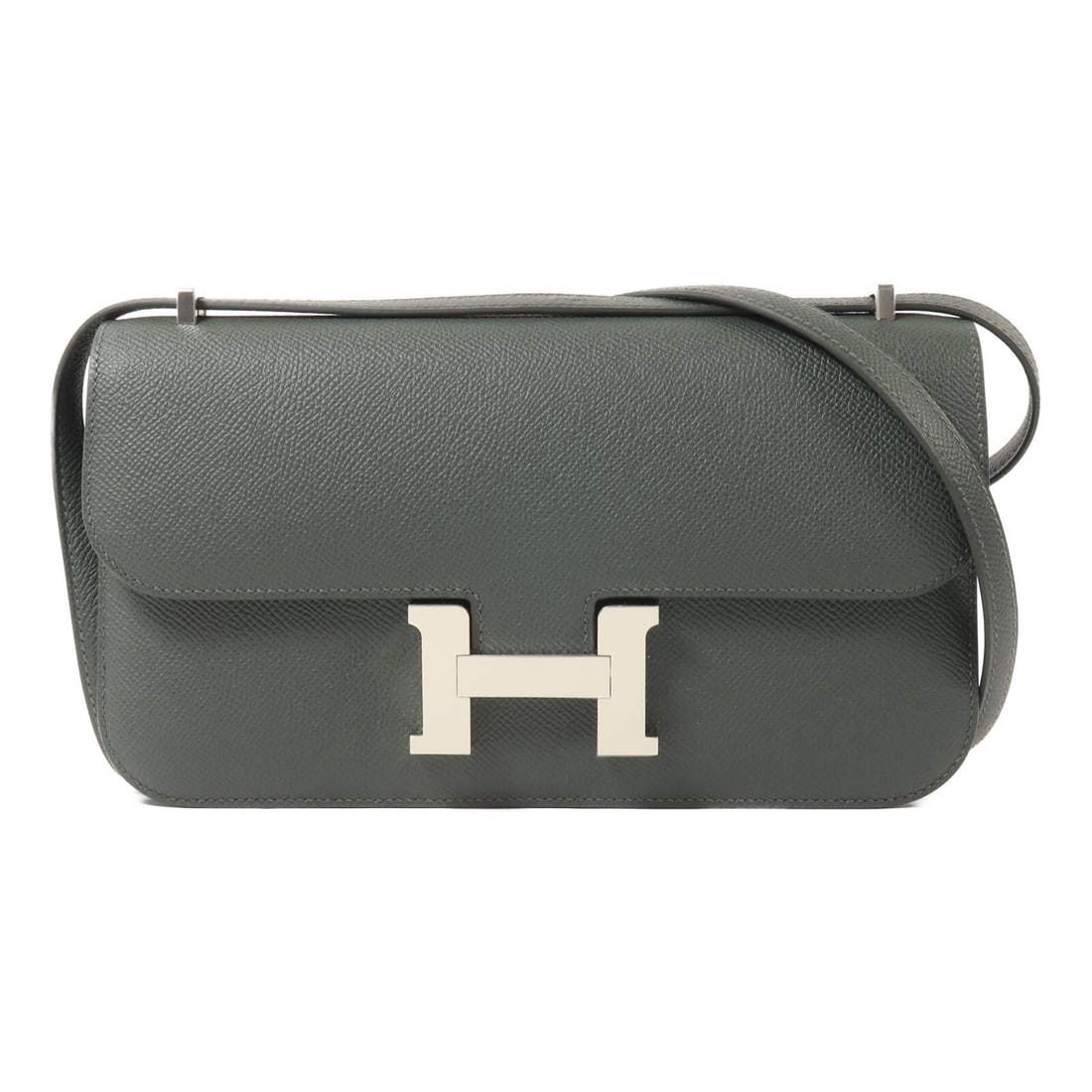 Hermes Constance Elan Epsom Calfskin Shoulder Bag Vert Mangrove PHW: Hermes Constance Elan Epsom Calfskin Shoulder Bag Vert Mangrove PHW The Hermes Constance Elan shoulder bag is crafted in Epsom leather with calfskin (cowhide) accents and presented in Vert Mangrove gr