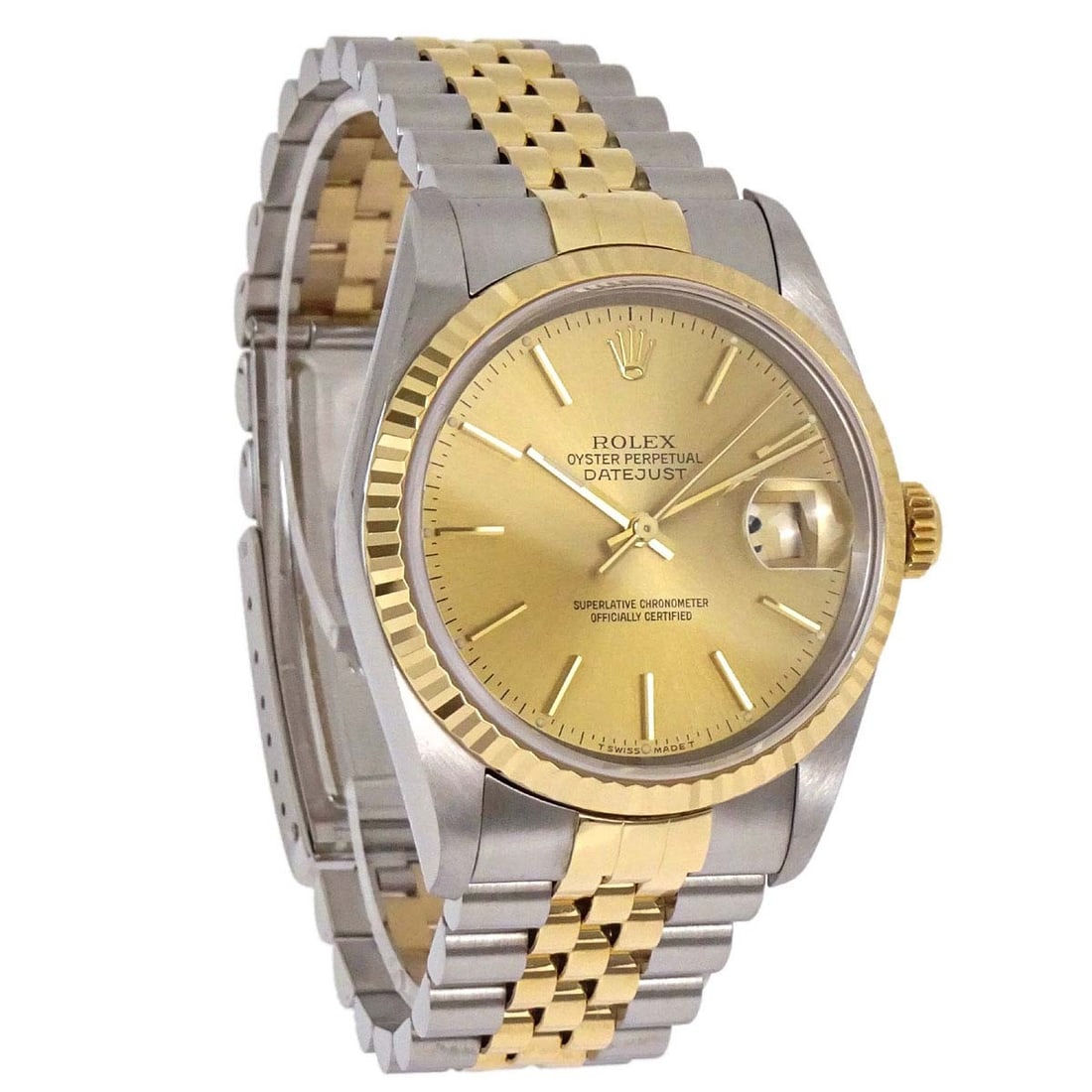 Rolex Datejust 16233 36mm automatic wristwatch in steel and 18K gold: Rolex Datejust 16233 36mm automatic wristwatch in steel and 18K gold Rolex Oyster Perpetual Datejust 36mm Ref. 16233 self-winding wristwatch with an automatic mechanical movement. It features a white 