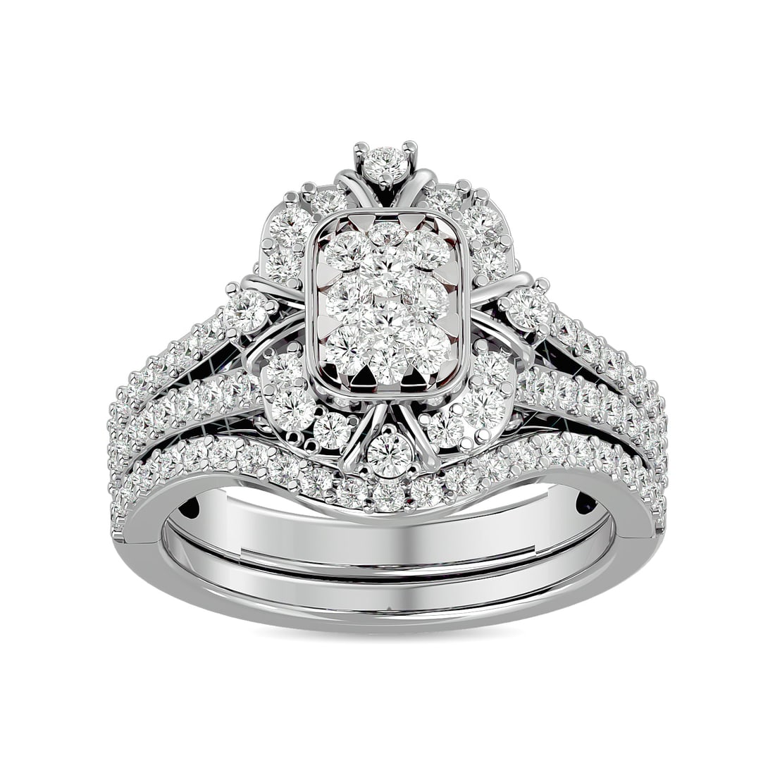 Diamond 1 Ct.tw Bridal Ring in 14K White Gold: Diamond 1 Ct.tw Bridal Ring in 14K White Gold 14k White Gold Stone Color: G-h Stone Clarity: I1 Each ring is presented in standard size 6.5. Complimentary resizing is available between sizes 510 (in 1