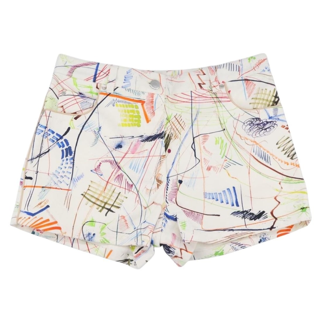 Hermes Multicolor Silver Short Pants Size 36 Italy: Hermes Multicolor Silver Short Pants Size 36 Italy HERMES short pants in multicolor and silver, size 36, made in Italy. The item is in very good condition with partly rubbing on the surface, while the
