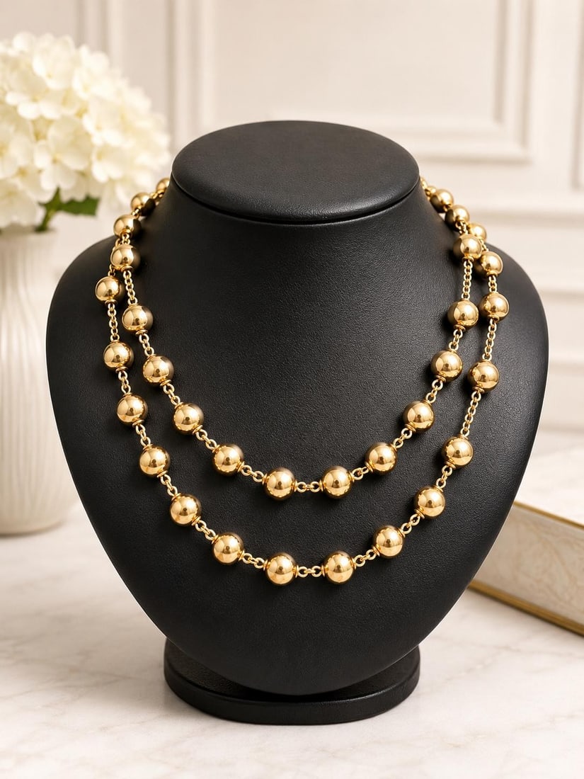 Unbranded 14k Yellow Gold Ball Bead Link Necklace 35 in Vintage: Unbranded 14k Yellow Gold Ball Bead Link Necklace 35 in Vintage Vintage solid 14k yellow gold chain necklace with a long ball bead link design. It measures 35 inches in length and has a width of appro