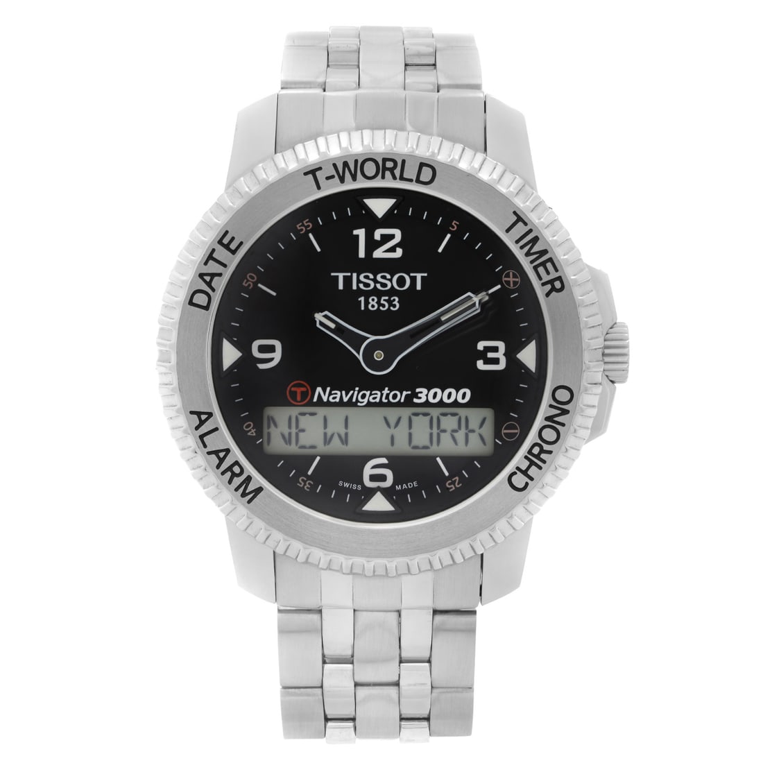 Tissot Navigator 3000 Quartz Watch Black Dial Steel Bracelet T96.1.488.52 (1 of 7)