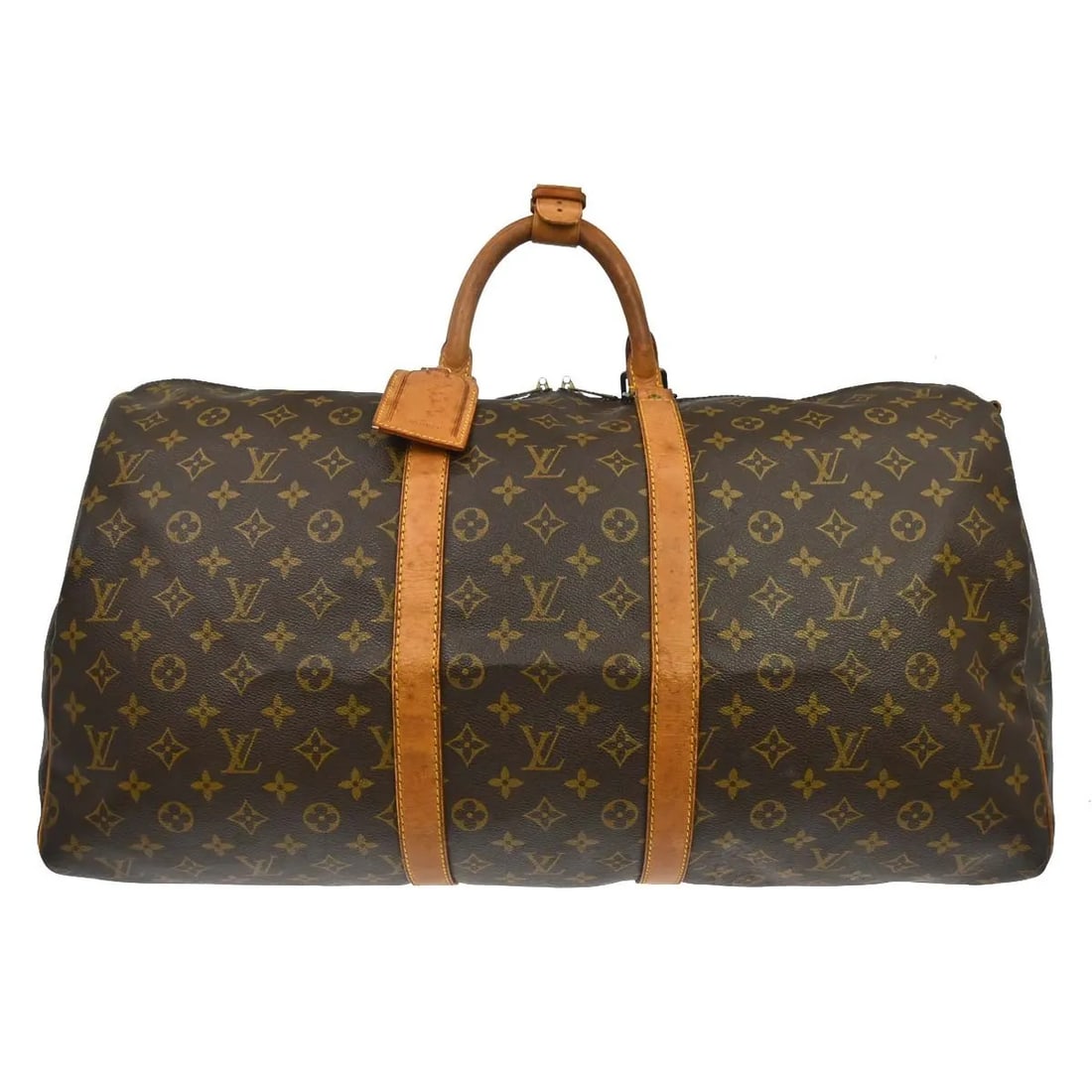 Louis Vuitton Keepall Bandouliere travel bag in monogram canvas: Louis Vuitton Keepall Bandouliere travel bag in monogram canvas Louis Vuitton Keepall Bandouliere in brown monogram canvas. This unisex travel bag is presented in fair condition with visible wear thro