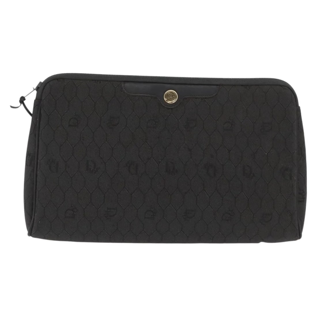 Black Canvas Vintage Honeycomb Clutch by Christian Dior: Black Canvas Vintage Honeycomb Clutch by Christian Dior This Christian Dior vintage honeycomb clutch features a black canvas exterior and is designed for women. The bag shows signs of surface wear inc
