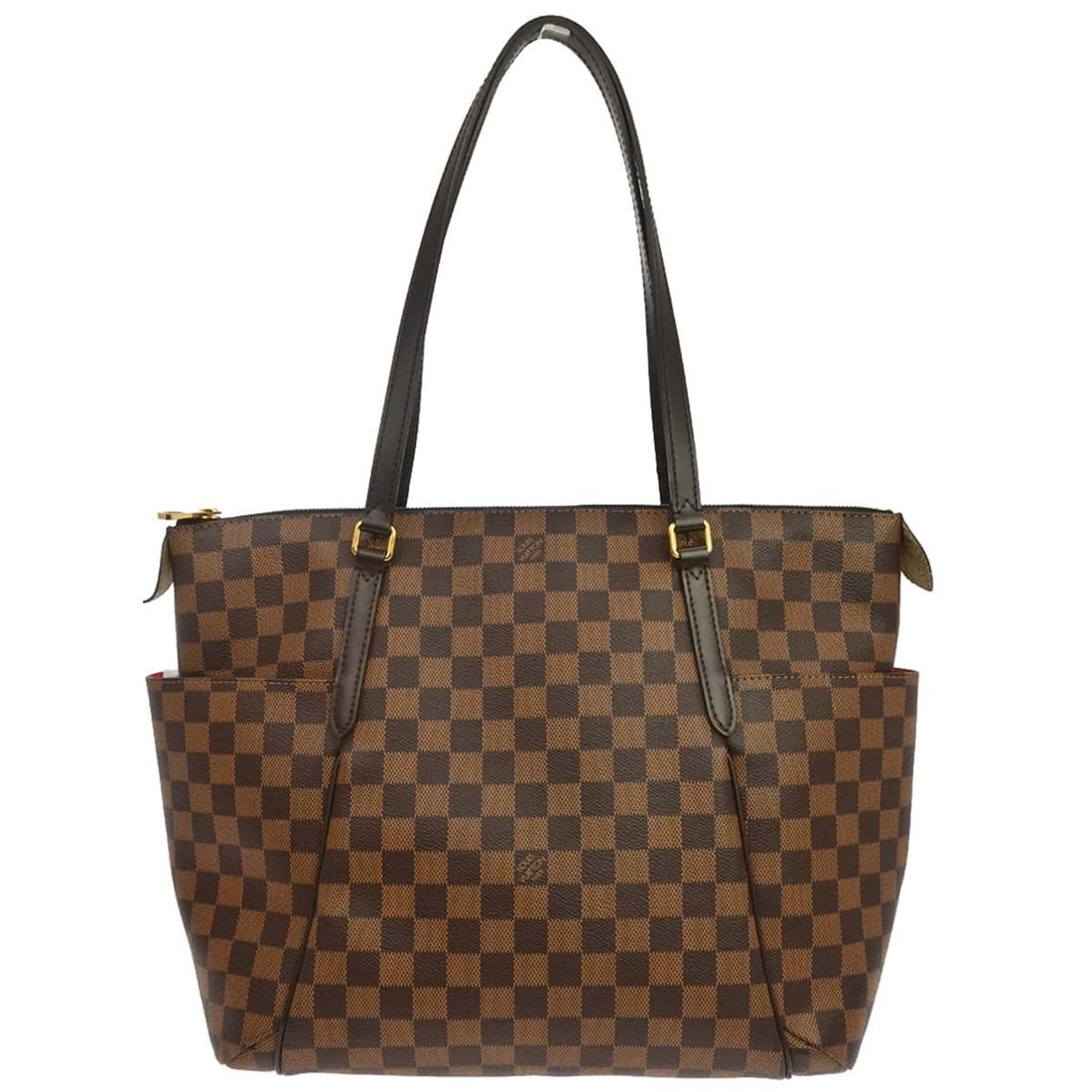 Louis Vuitton Totally MM Damier Ebene Large Tote N41281: Louis Vuitton Totally MM Damier Ebene Large Tote N41281 Vintage Louis Vuitton Totally MM shoulder tote bag in Damier Ebene canvas with leather trim and double handles. This zip-top tote features a bro