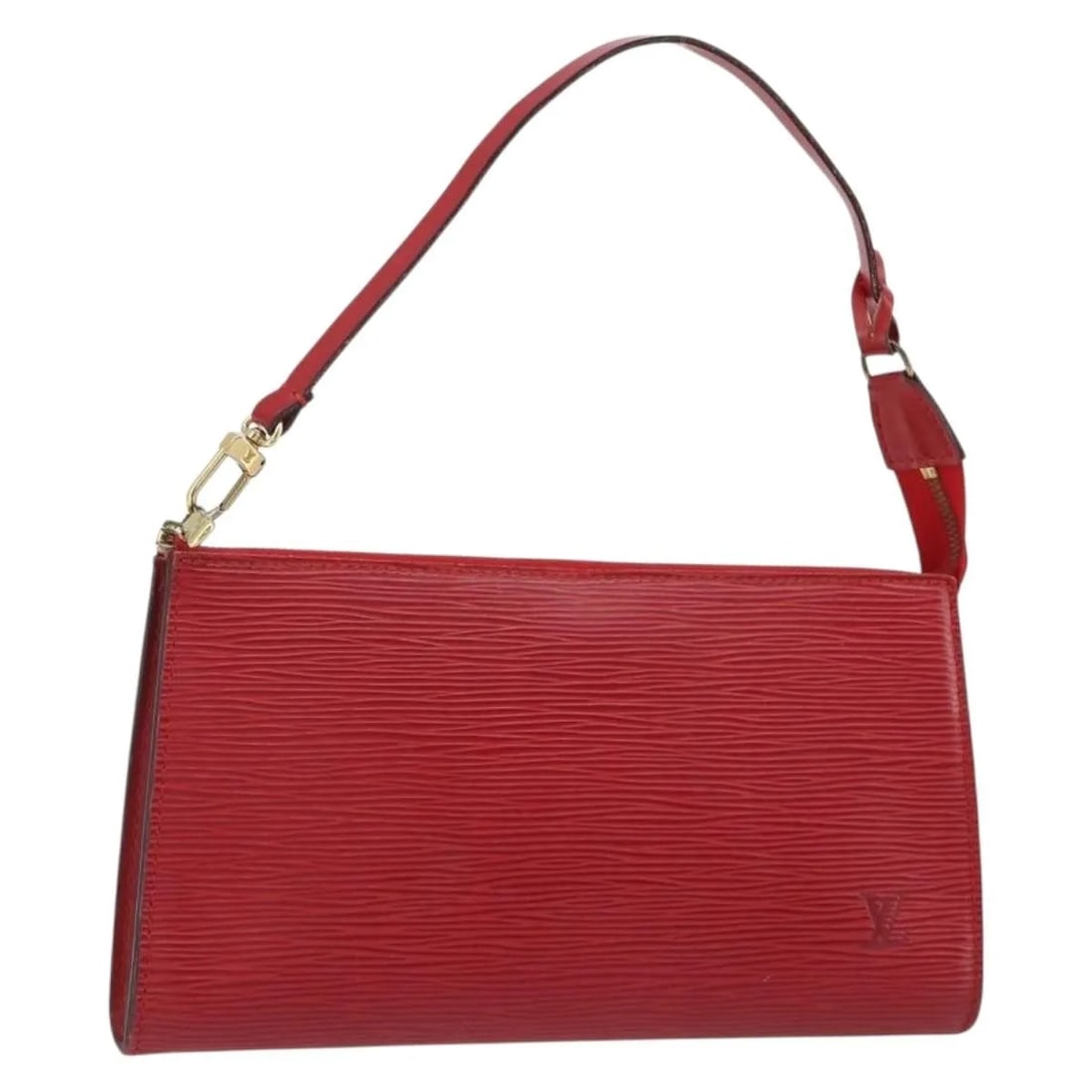 Louis Vuitton Pochette Accessoires Red Epi Leather Pouch: Louis Vuitton Pochette Accessoires Red Epi Leather Pouch Louis Vuitton Pochette Accessoires in red leather. This women's handbag is made in France and is presented in good condition, showing light wea