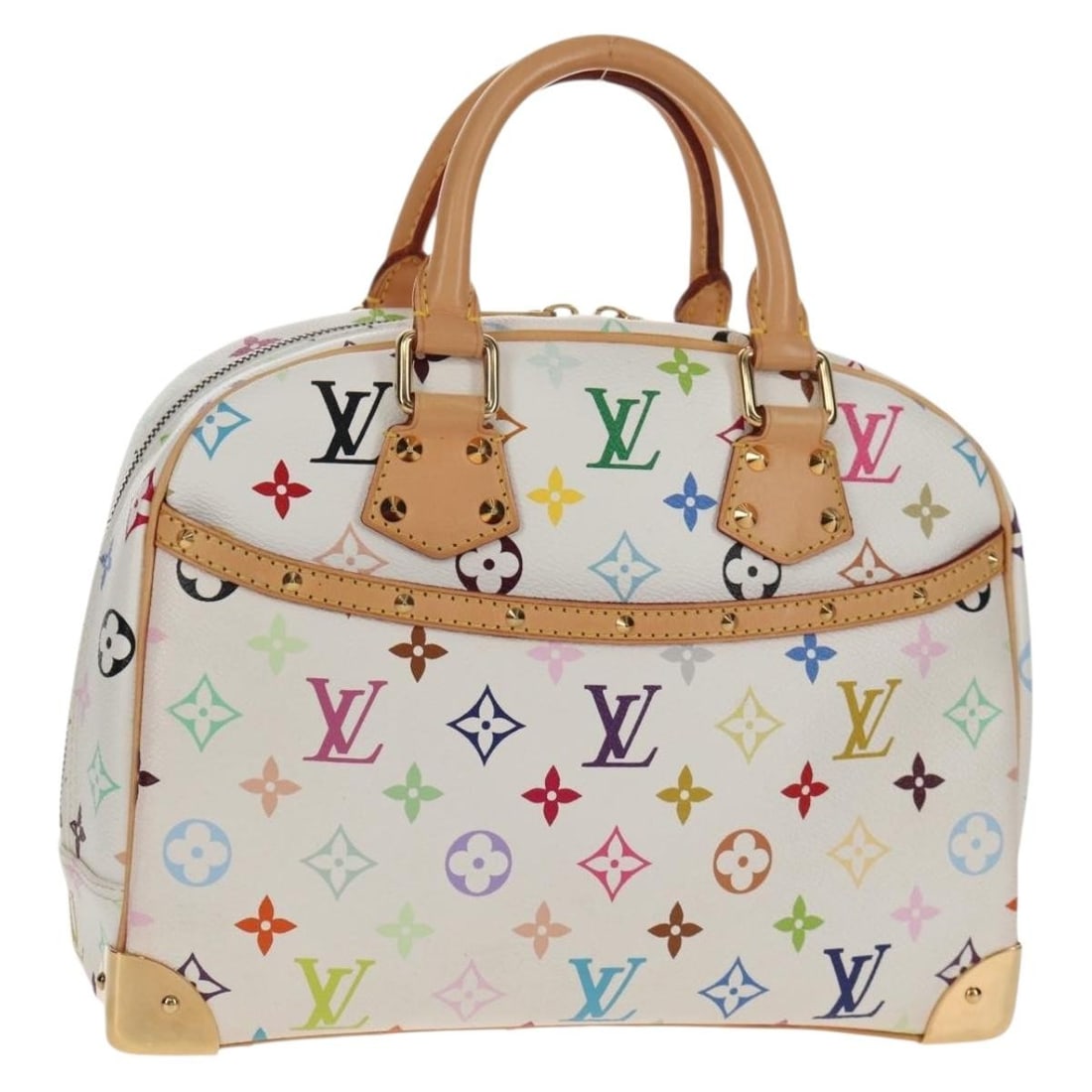 Louis Vuitton Trouville White Monogram Multicolor Canvas Handbag M92663: Louis Vuitton Trouville White Monogram Multicolor Canvas Handbag M92663 Louis Vuitton Trouville hand bag in white Monogram Multicolor Canvas, made in France. It comes with a dust bag and is identified