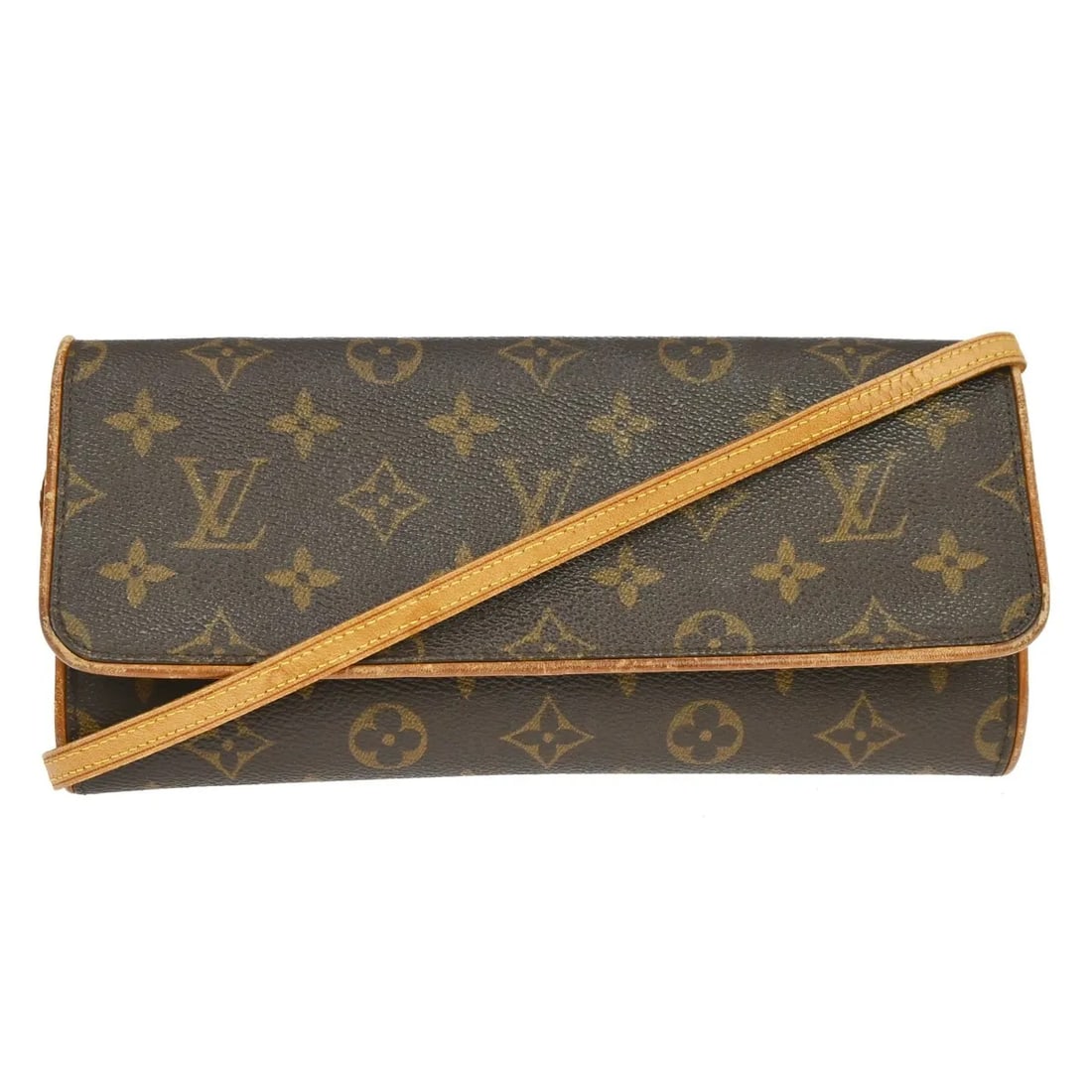 Louis Vuitton Twin Brown Canvas Shoulder Bag: Louis Vuitton Twin Brown Canvas Shoulder Bag Louis Vuitton Twin shoulder bag in brown monogram canvas. This women's bag is made in France and is presented in fair condition with visible wear. The exte