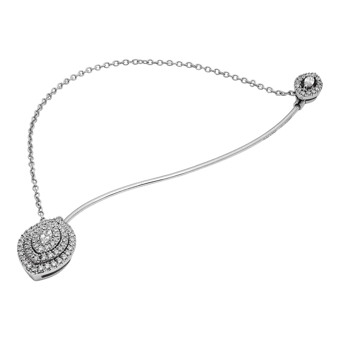 Leaf Motif Brooch in 18k White Gold with Marquise and Round Diamonds by Salvini: Leaf Motif Brooch in 18k White Gold with Marquise and Round Diamonds by Salvini This Salvini Spilla brooch pin is crafted in 18k white gold and features a sophisticated leaf design adorned with prong-