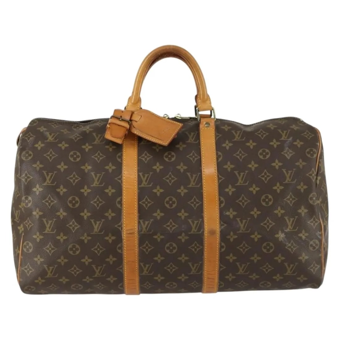 Louis Vuitton Monogram Keepall Unisex Canvas Travel Bag Brown 50cm: Louis Vuitton Monogram Keepall Unisex Canvas Travel Bag Brown 50cm This Louis Vuitton Keepall Bag features the iconic Monogram canvas in a classic brown color. Designed for unisex use, the bag offers 