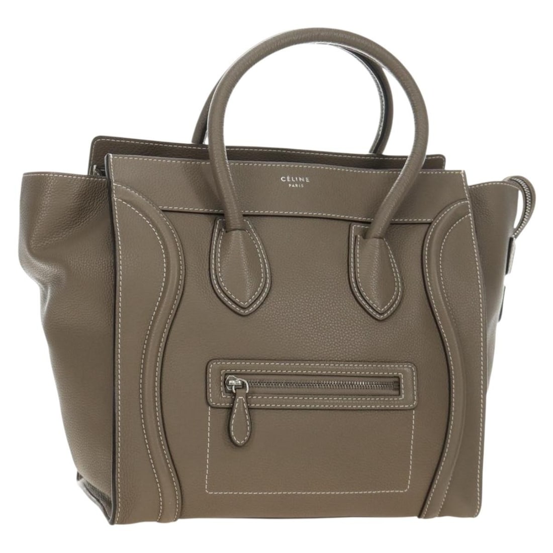 CELINE Luggage Mini Leather Handbag Gray Silver with Dust Bag (1 of 18)