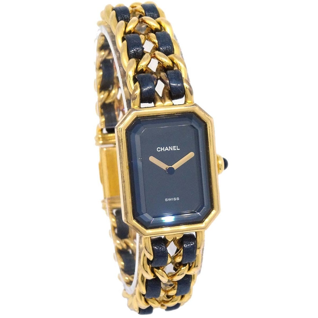 CHANEL Premiere Women's Quartz Wristwatch Gold Plated Black Gold 20 mm: CHANEL Premiere Women's Quartz Wristwatch Gold Plated Black Gold 20 mm Women's CHANEL Premiere wristwatch with a quartz movement and analog display. It features a black and gold case, black and gold d