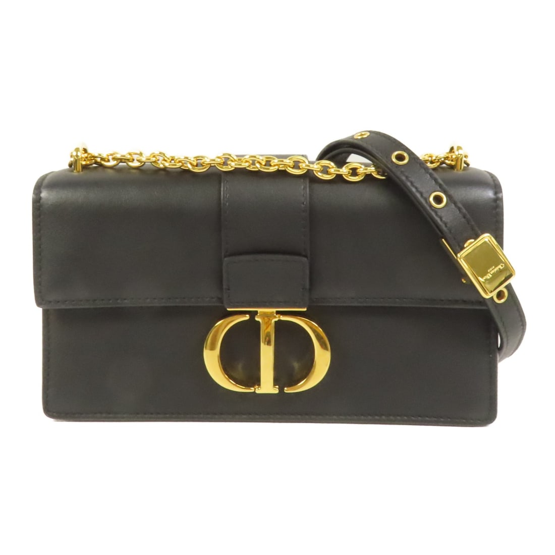 Dior Montaigne East-West Shoulder Bag Black Calfskin Chain Strap: Dior Montaigne East-West Shoulder Bag Black Calfskin Chain Strap Christian Dior Montaigne East-West with Chain Bag in black calfskin leather. This shoulder bag features a flap closure, black frame col