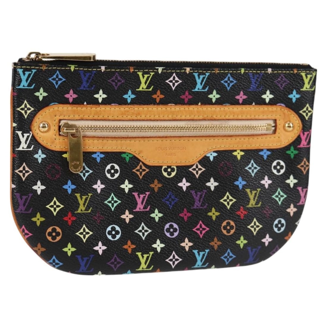 Louis Vuitton M60027 Monogram Multicolor Canvas GM Pouch Black: Louis Vuitton M60027 Monogram Multicolor Canvas GM Pouch Black Louis Vuitton Monogram Multicolor Pochette GM pouch in black Monogram Multicolor Canvas, made in France. It measures approximately W21 cm