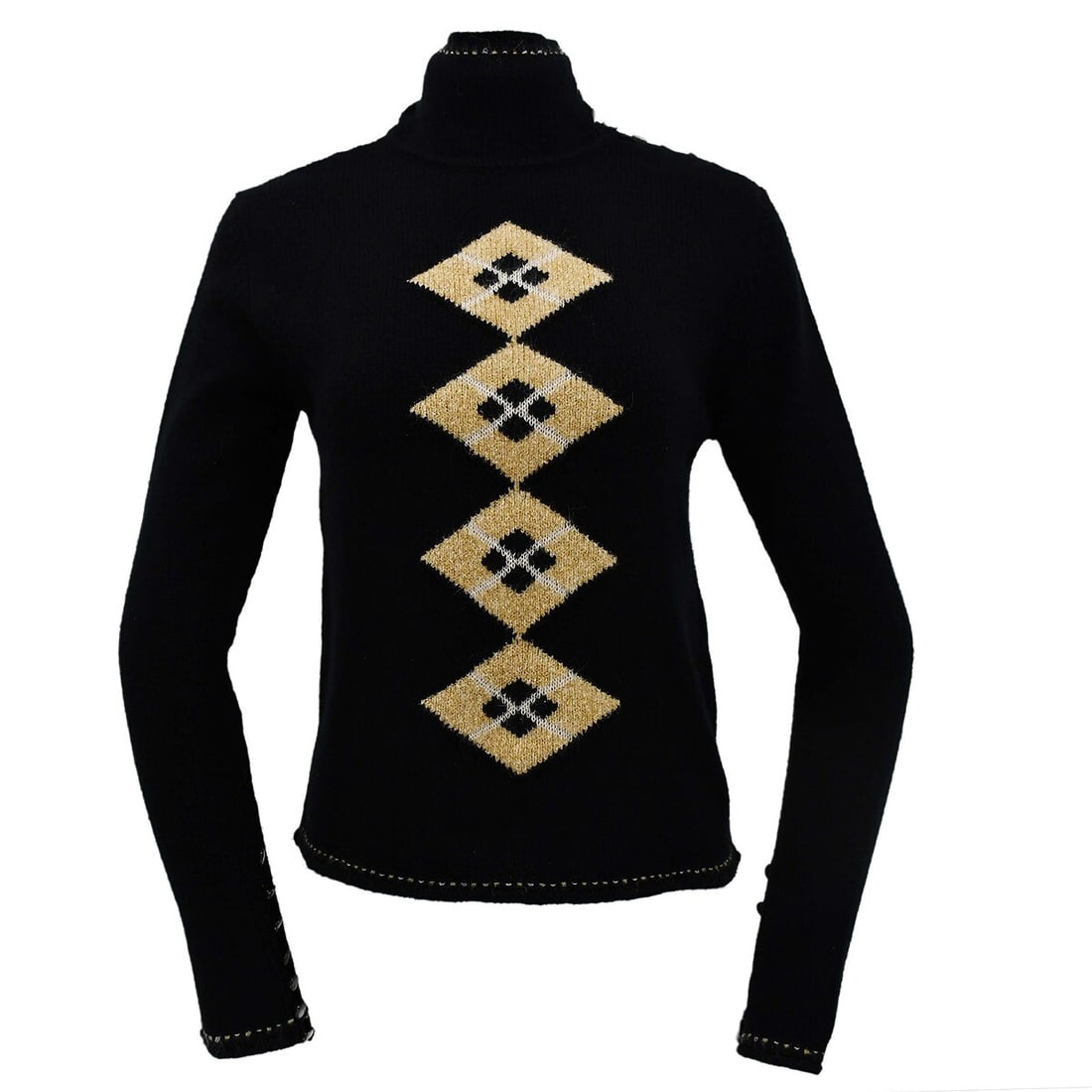 CHANEL 02A black turtleneck knit sweater size 38: CHANEL 02A black turtleneck knit sweater size 38 Vintage Chanel black turtleneck sweater with long sleeves, a regular fit, and logo accents. Crafted in knit fabric for fall and winter wear, this women