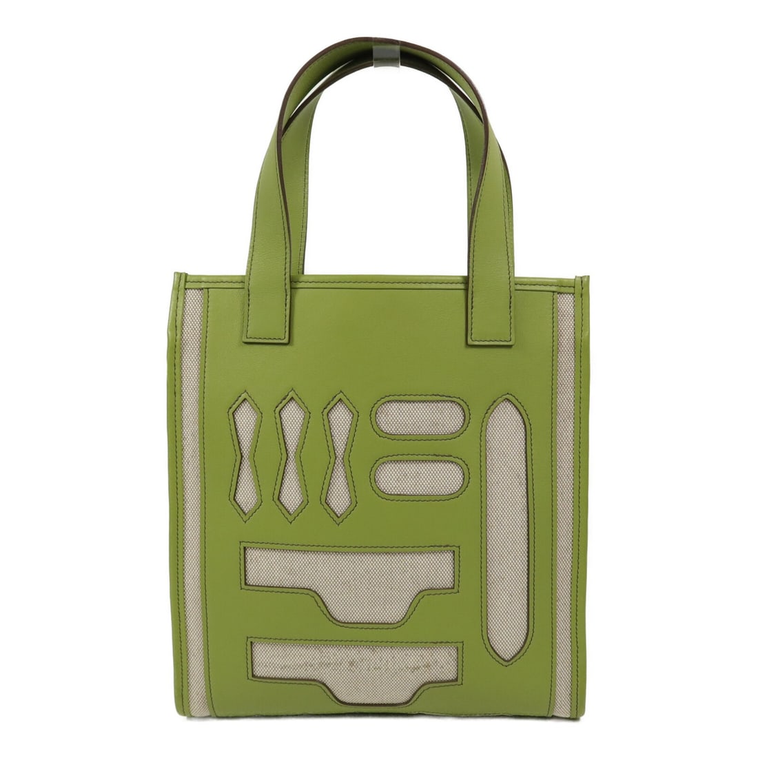 Hermes Petit H Skeleton PM Vertical Tote in Vert Criquet Canvas: Hermes Petit H Skeleton PM Vertical Tote in Vert Criquet Canvas Hermes Petit H Skeleton Vertical PM Tote Bag in Vert criquet. It is made from H Plume Canvas and canvas, and is presented in a very good