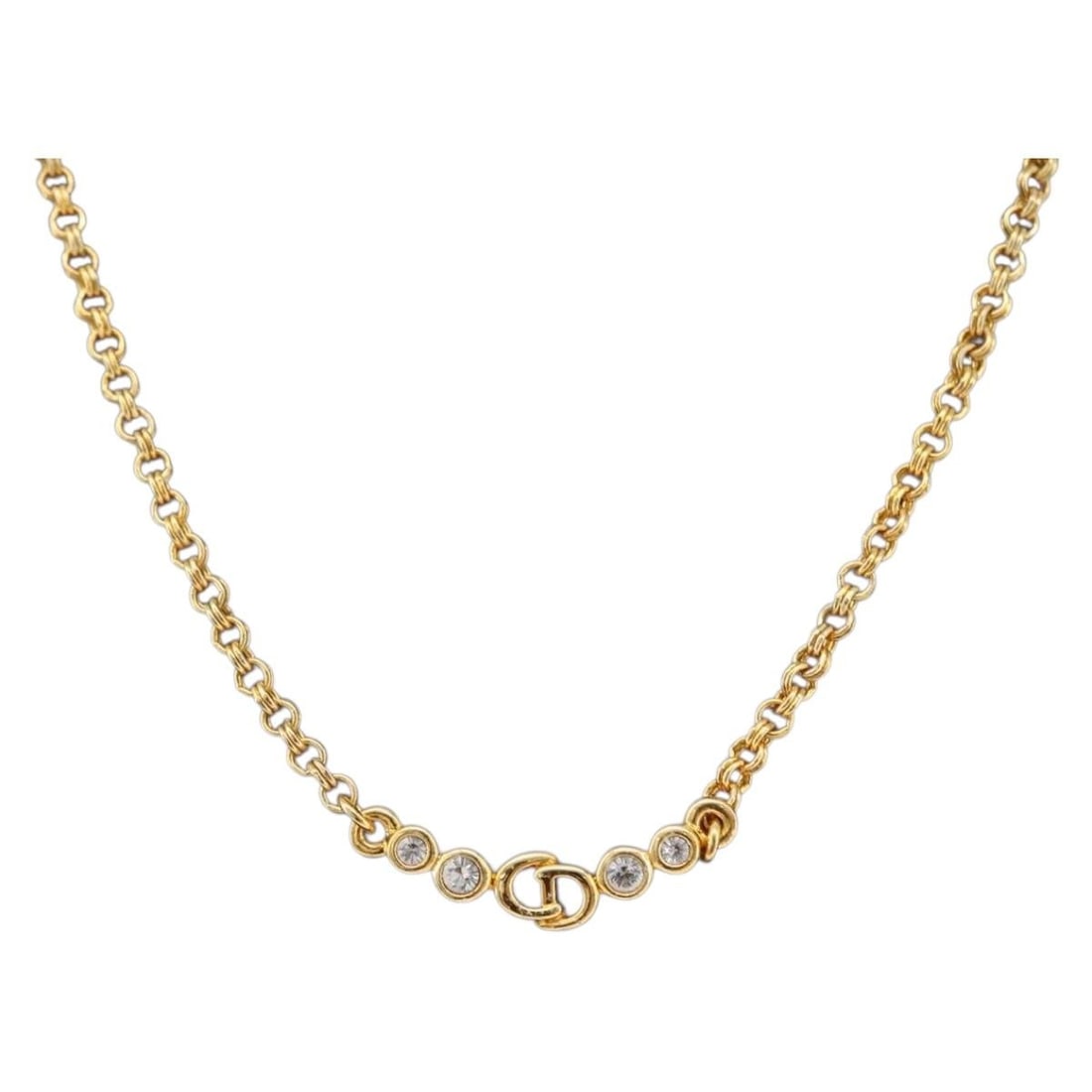 Christian Dior Gold Tone Metal Necklace for Women 44cm: Christian Dior Gold Tone Metal Necklace for Women 44cm This Christian Dior women's necklace features a gold-tone metal construction and an elegant design. The necklace has a total length of approximat