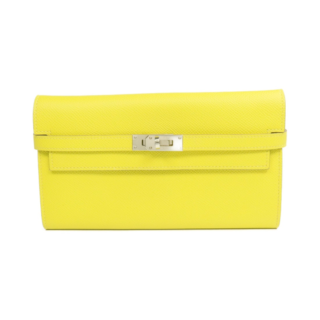 Hermes Kelly Bifold Wallet Epsom Calfskin Jaune de Naples PHW: Hermes Kelly Bifold Wallet Epsom Calfskin Jaune de Naples PHW Hermes PHW Kelly Wallet in Epsom leather and calfskin (cowhide) in Jaune de Naples yellow. This bifold purse is designed for women and fea