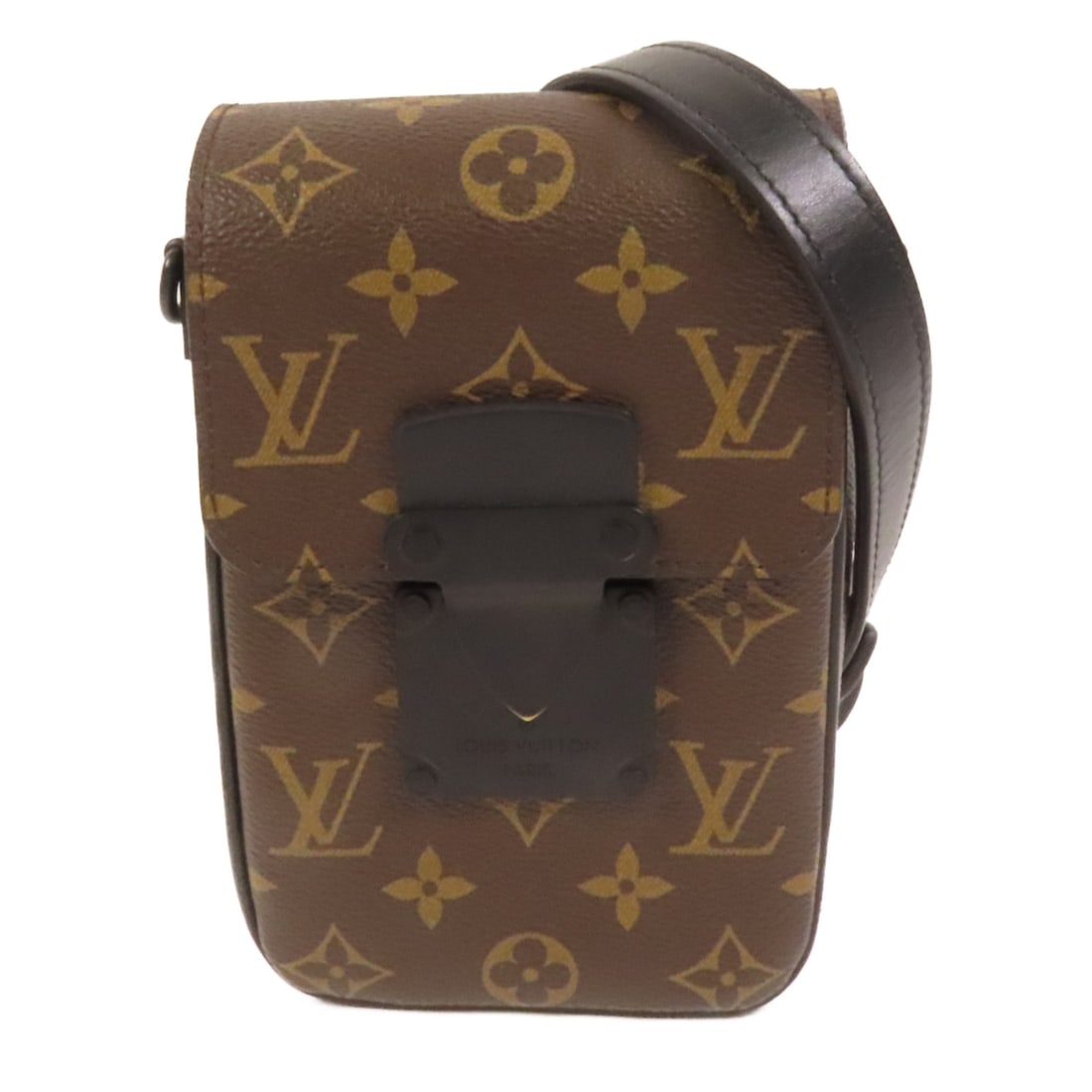 Louis Vuitton M81522 LV S Lock Monogram Macassar Shoulder Bag: Louis Vuitton M81522 LV S Lock Monogram Macassar Shoulder Bag Louis Vuitton LV S-Lock Shoulder Bag, model M81522, in Monogram Macassar Brown. It is made from Monogram and PVC coated canvas, and comes 