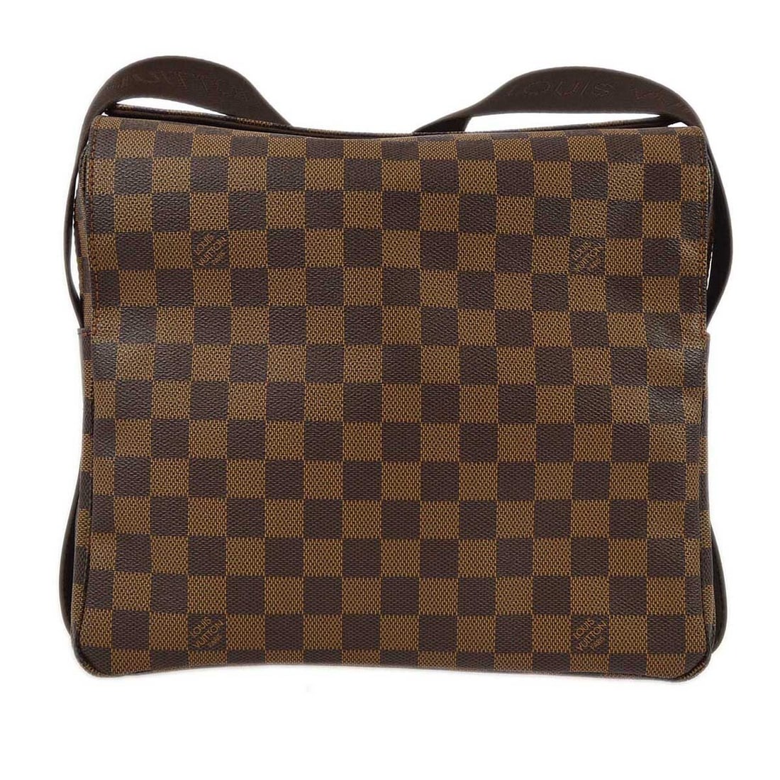 Louis Vuitton Naviglio Damier Canvas Shoulder Bag Brown N45255: Louis Vuitton Naviglio Damier Canvas Shoulder Bag Brown N45255 Louis Vuitton Naviglio shoulder bag in Damier Ebene canvas with leather trim and an adjustable shoulder strap. This medium bag features a