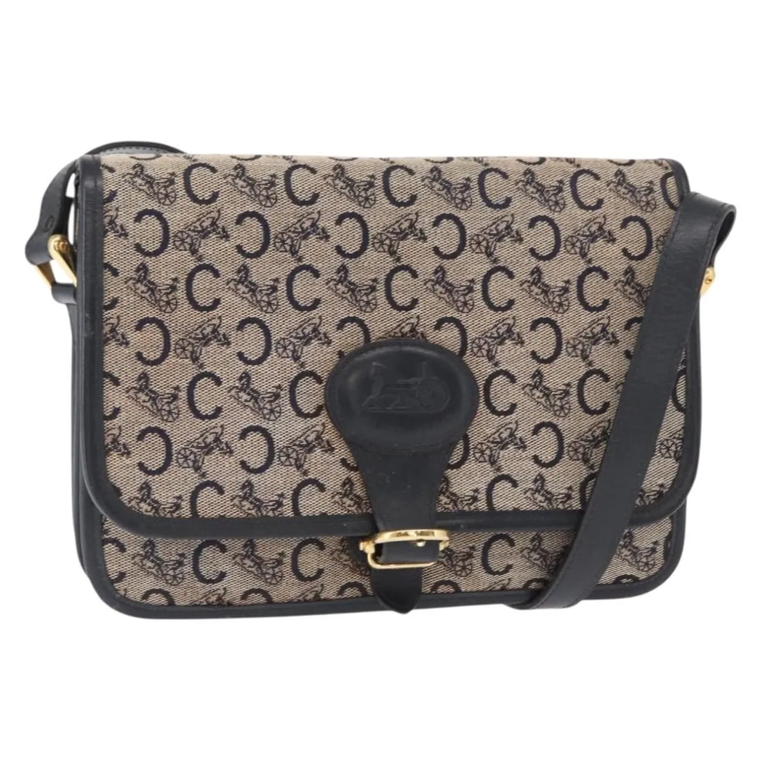 Celine C Sulky Shoulder Bag Navy Canvas Italy: Celine C Sulky Shoulder Bag Navy Canvas Italy The Celine C Sulky shoulder bag for women features a navy canvas exterior with metal fittings. This pre-owned bag shows signs of use including surface rub