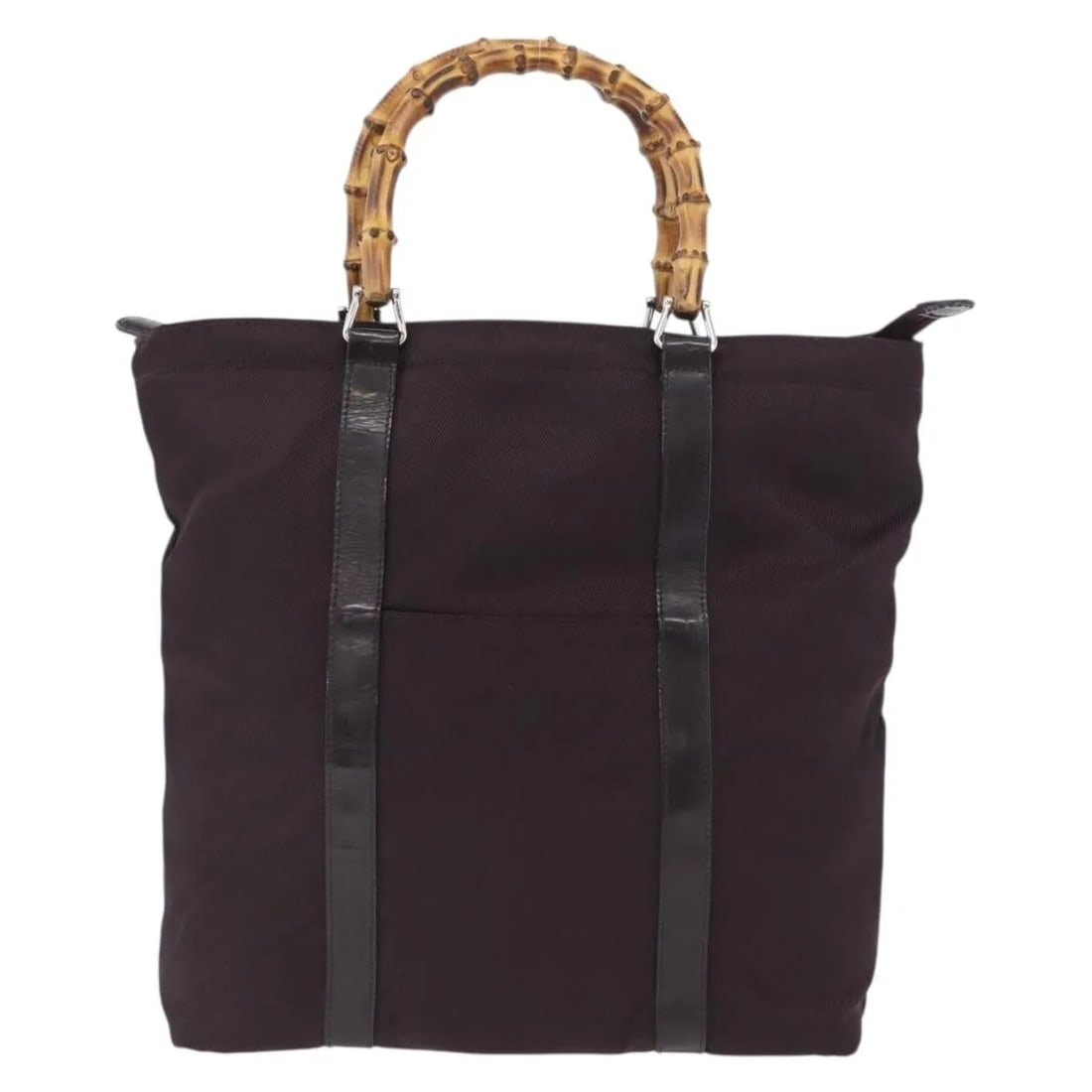 Gucci Bamboo Purple Canvas Tote Bag Made in Italy: Gucci Bamboo Purple Canvas Tote Bag Made in Italy This Gucci Bamboo tote bag features a purple canvas exterior with bamboo handles, designed specifically for women. Crafted in Italy, the bag showcases