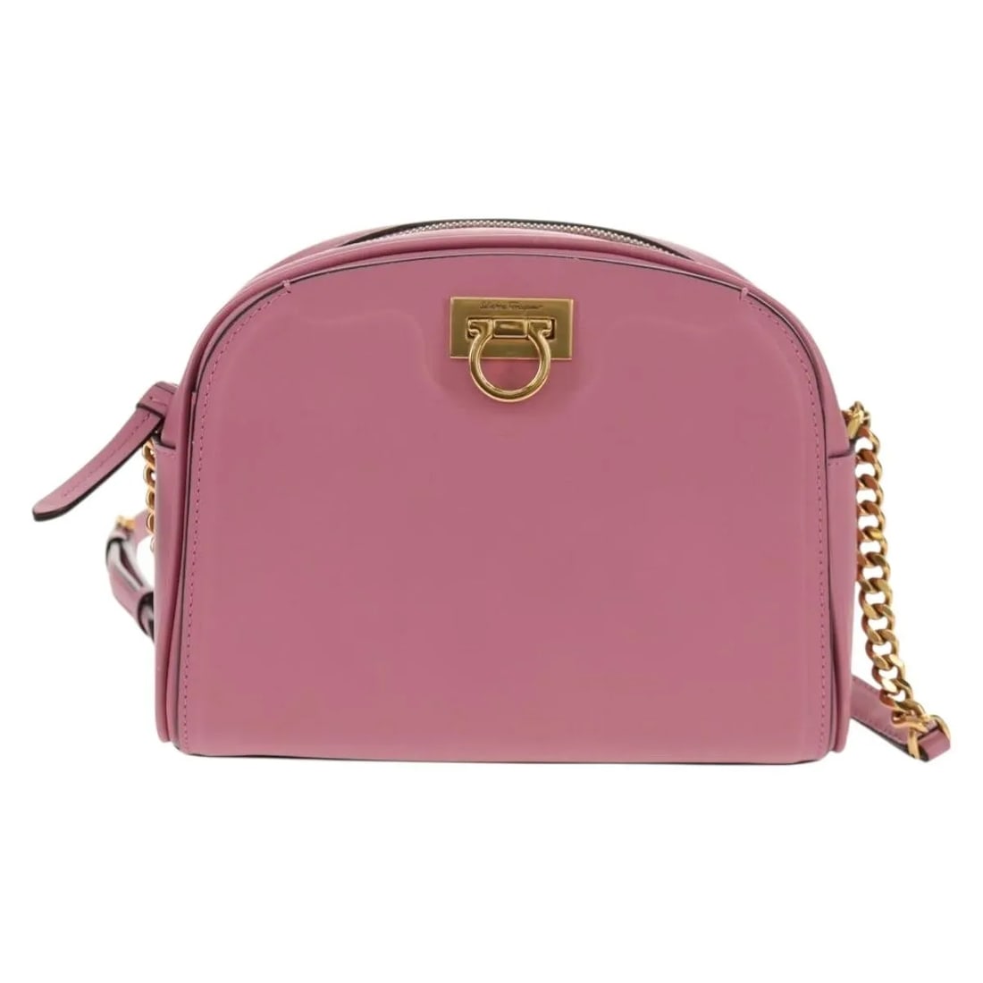 Pink Leather Shoulder Bag Salvatore Ferragamo Gancini: Pink Leather Shoulder Bag Salvatore Ferragamo Gancini This Salvatore Ferragamo Gancini shoulder bag is crafted from pink leather, designed for women. It features a compact size suitable for daily use 