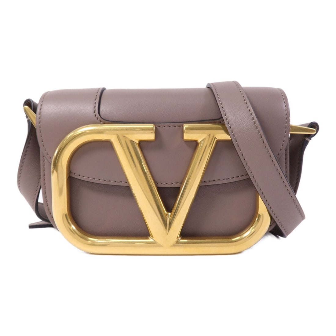 Valentino SuperVee VLogo gray calfskin shoulder bag gold tone: Valentino SuperVee VLogo gray calfskin shoulder bag gold tone A Valentino SuperVee shoulder bag crafted from calfskin leather in gray. It features a magnetic pocket, an interior open pocket, and comes