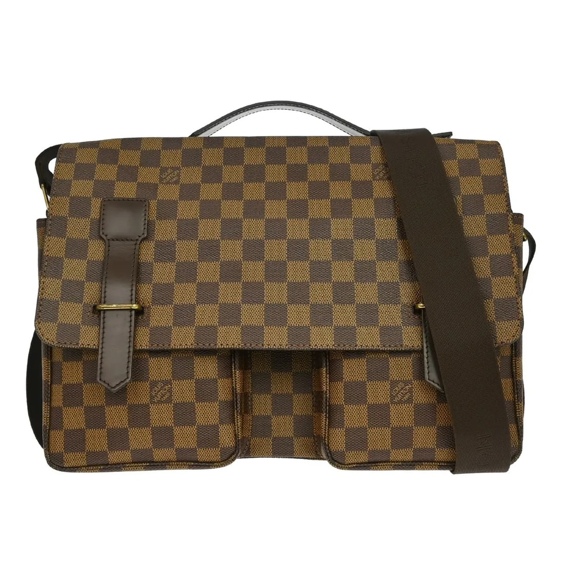 Louis Vuitton Broadway Unisex Brown Canvas Shoulder Bag: Louis Vuitton Broadway Unisex Brown Canvas Shoulder Bag Louis Vuitton Broadway in brown Damier canvas. This unisex bag is made in France and shows visible wear from use, including scuffs, scratches, a