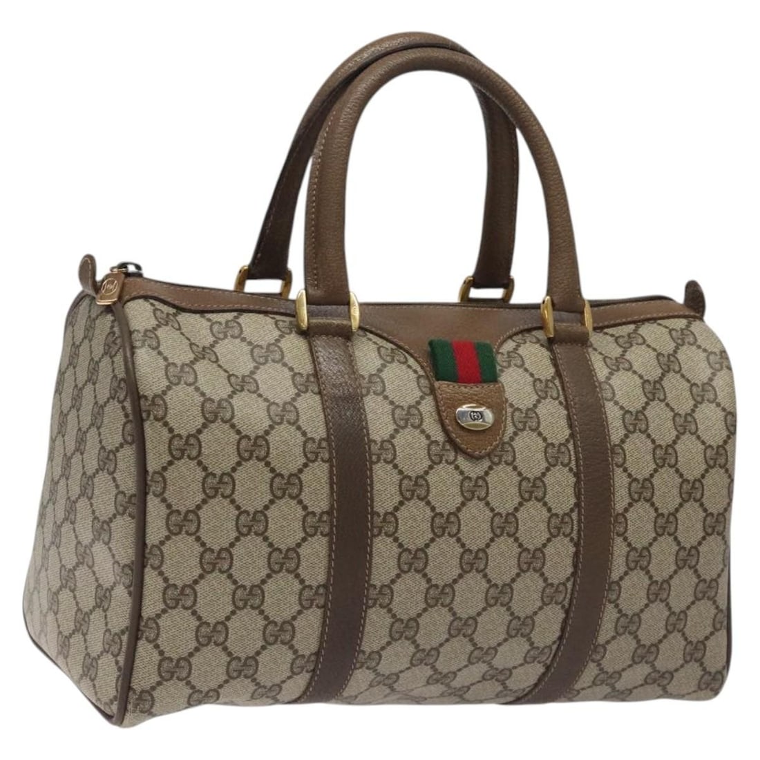 Gucci Sherry Line GG Supreme Beige PVC Leather Handbag: Gucci Sherry Line GG Supreme Beige PVC Leather Handbag This GUCCI Sherry Line hand bag is crafted in PVC leather and GG canvas in a beige color. Made in Italy, it features a structured silhouette with