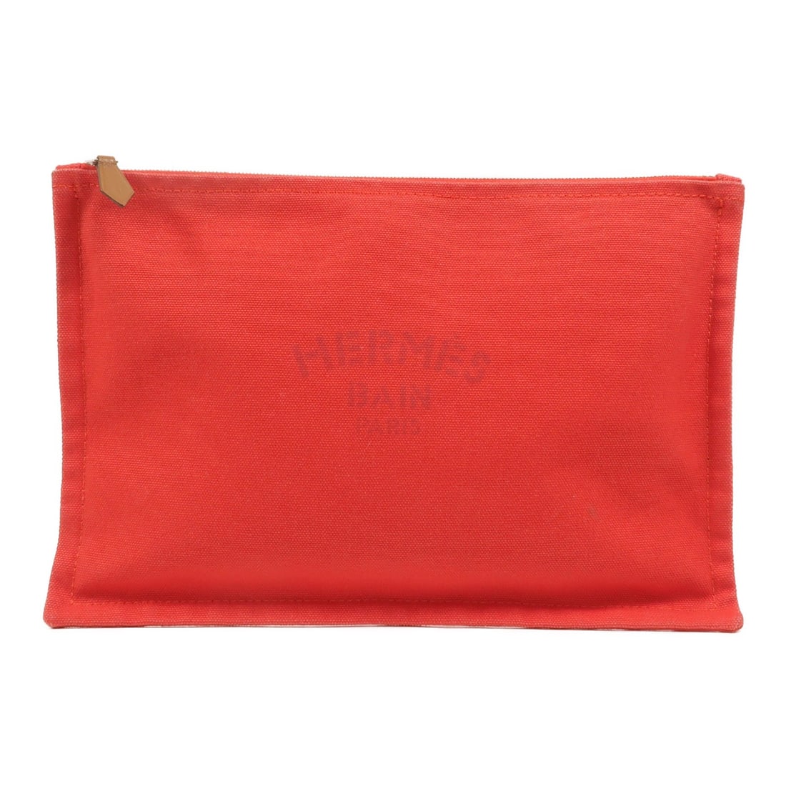 Hermes Yachting GM Canvas Pouch Red PHW: Hermes Yachting GM Canvas Pouch Red PHW A Hermes Yachting GM pouch in red canvas with PHW finish. It features a fastener pocket and comes with no accessories. Condition is rated B, with reasonable wea
