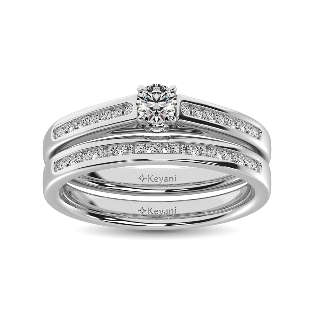 Diamond 1/2 Ct.Tw. Bridal Ring in 14K White Gold: Diamond 1/2 Ct.Tw. Bridal Ring in 14K White Gold 14k White Gold Stone Color: G-h Stone Clarity: Si2 Each ring is presented in standard size 6.5. Complimentary resizing is available between sizes 510 (