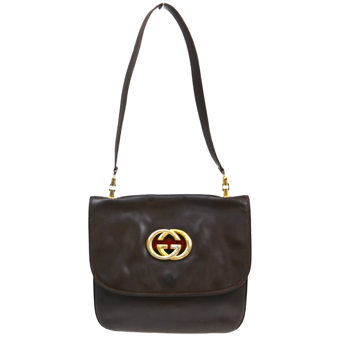 Gucci GG Medium Brown Leather Shoulder Purse for Women: Gucci GG Medium Brown Leather Shoulder Purse for Women Gucci GG shoulder bag in brown leather with a medium profile and shoulder strap. This women's bag features inner storage with one zip pocket and 