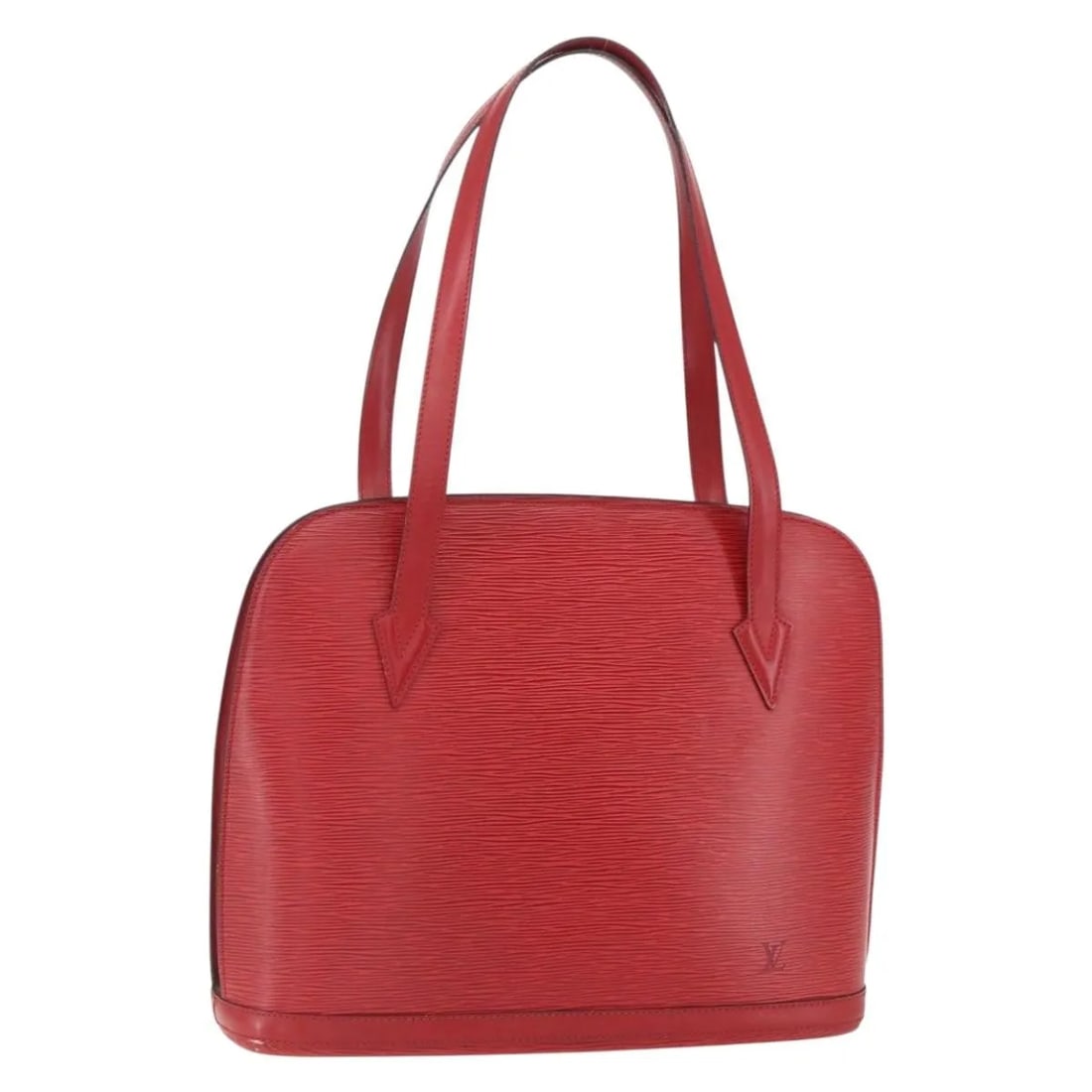 Louis Vuitton Lussac Red Leather Handbag: Louis Vuitton Lussac Red Leather Handbag This Louis Vuitton Lussac handbag features a striking red Epi leather exterior, designed for women. Made in France, the bag offers a spacious interior and a cl