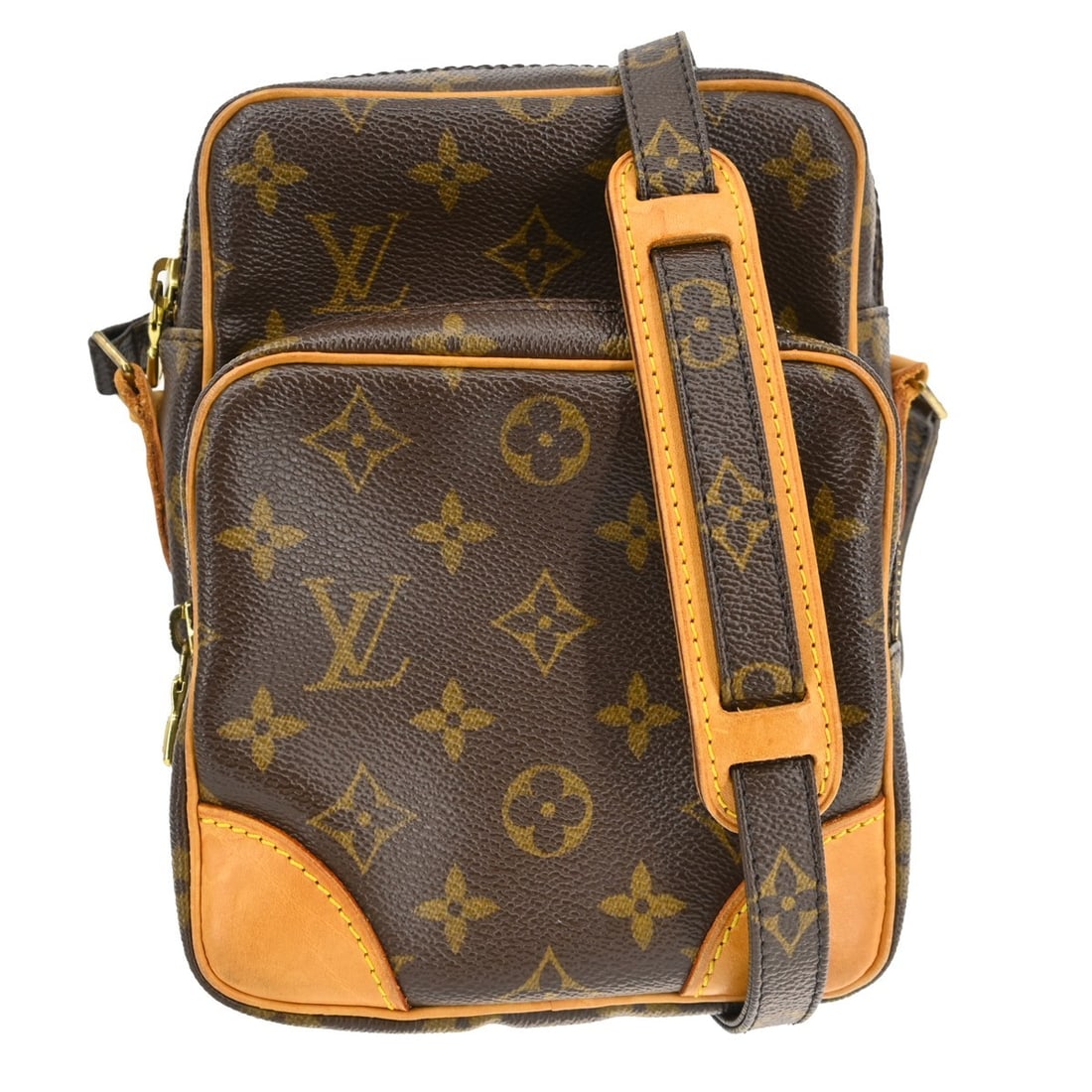 Louis Vuitton Amazone Monogram Canvas Crossbody Bag M45236: Louis Vuitton Amazone Monogram Canvas Crossbody Bag M45236 Vintage Louis Vuitton Amazon crossbody shoulder bag in brown Monogram canvas and leather. This unisex medium bag features a zip closure, an a
