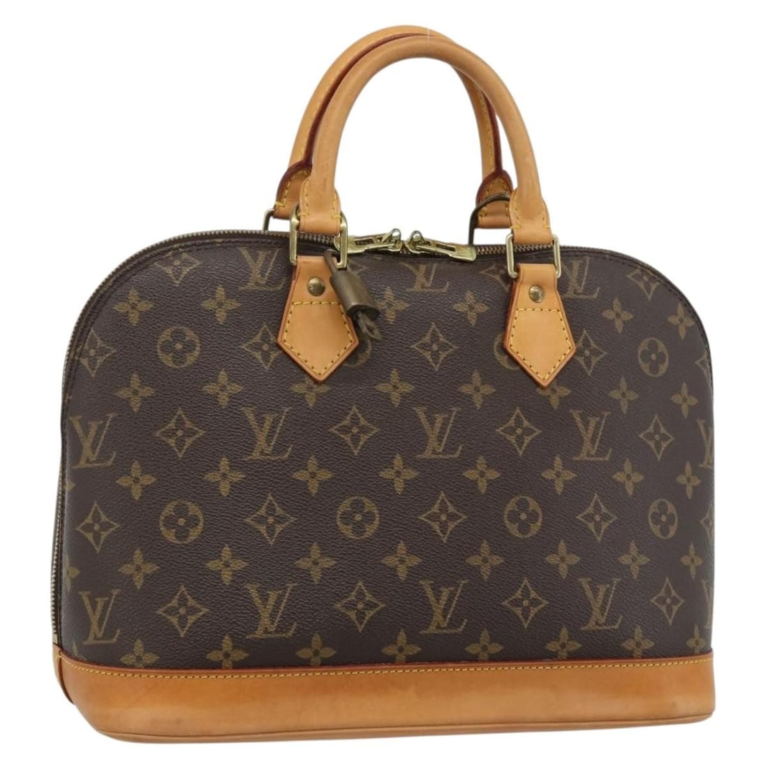 Louis Vuitton Alma M51130 Monogram Canvas Handbag with Dust Bag: Louis Vuitton Alma M51130 Monogram Canvas Handbag with Dust Bag Louis Vuitton Alma handbag in Monogram canvas, made in France. It comes with a dust bag, padlock, and one key. The bag is identified by 