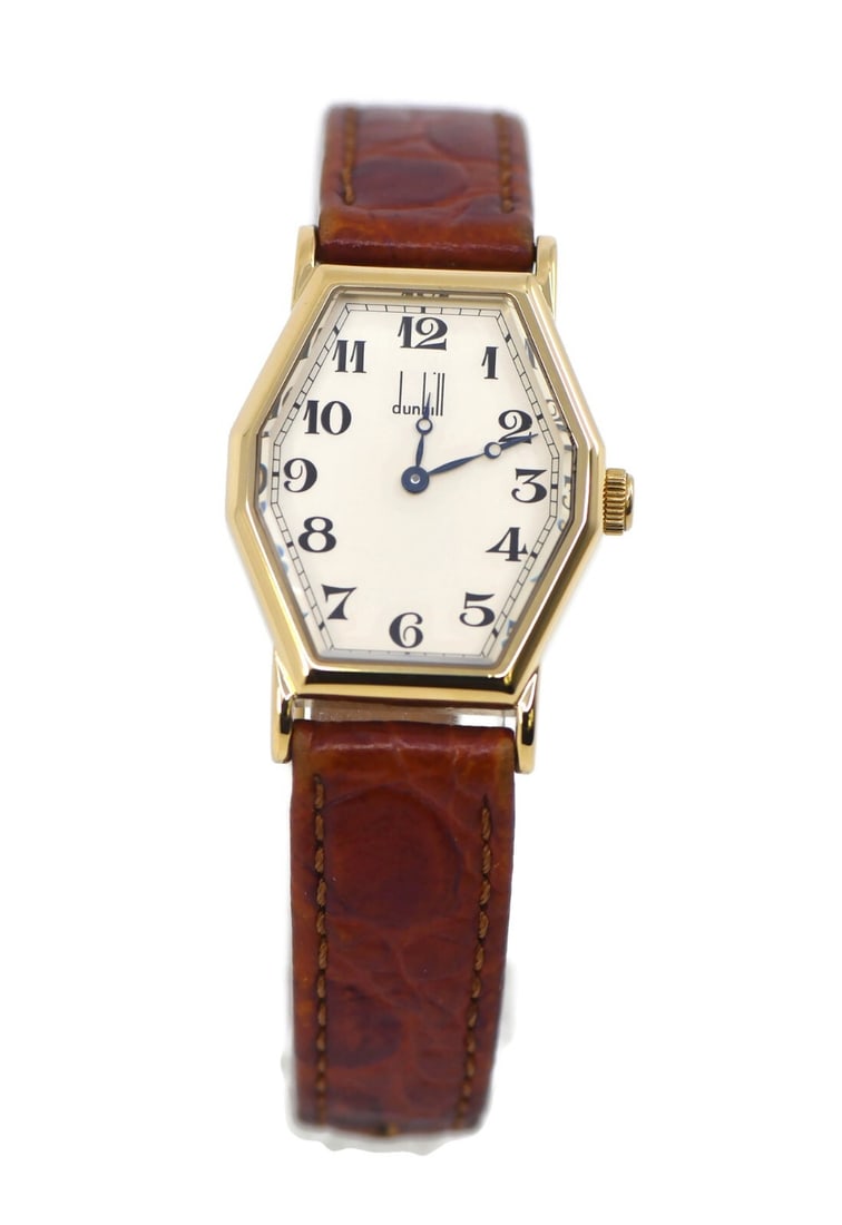 Alfred Dunhill Octagon 18K Yellow Gold Mechanical Wristwatch: Alfred Dunhill Octagon 18K Yellow Gold Mechanical Wristwatch The Alfred Dunhill Octagon 18K Yellow Gold Watch is a stunning wristwatch that exudes luxury and sophistication. Featuring a mechanical (ma