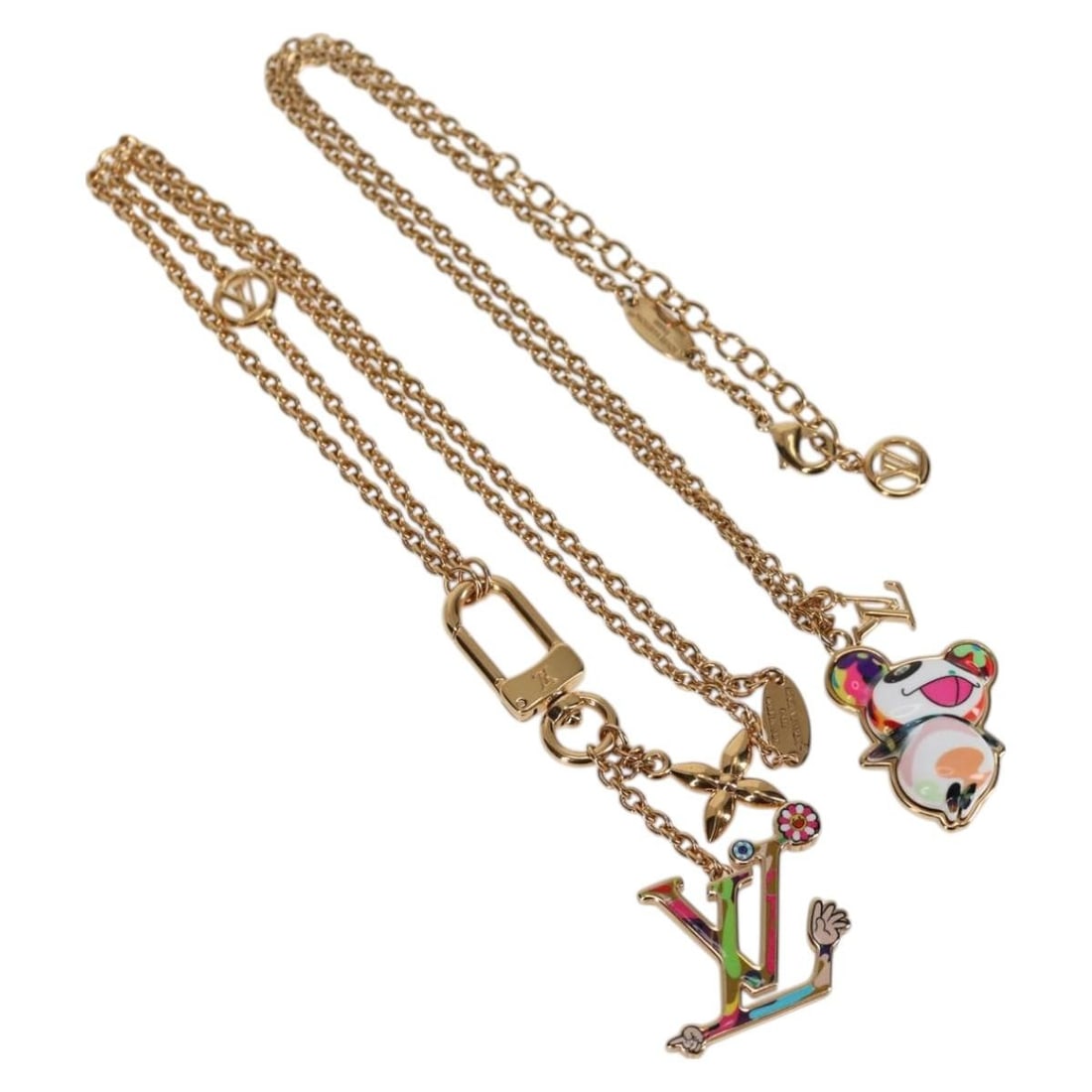 Louis Vuitton M02499 LVxTM Super Flat Gold Tone Metal Necklace: Louis Vuitton M02499 LVxTM Super Flat Gold Tone Metal Necklace Louis Vuitton LVxTM 2 Super Flat necklace in gold-tone metal. This women's necklace is made in Italy and includes the dust bag and item b