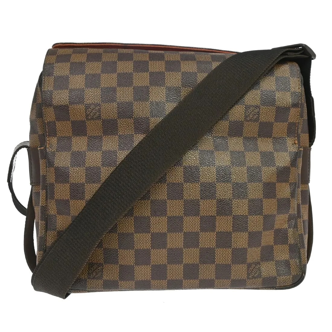 Louis Vuitton Naviglio Brown Damier Canvas Shoulder Bag: Louis Vuitton Naviglio Brown Damier Canvas Shoulder Bag This Louis Vuitton Naviglio handbag features the iconic Damier canvas in brown, designed for unisex use. Crafted in France, the bag shows visibl