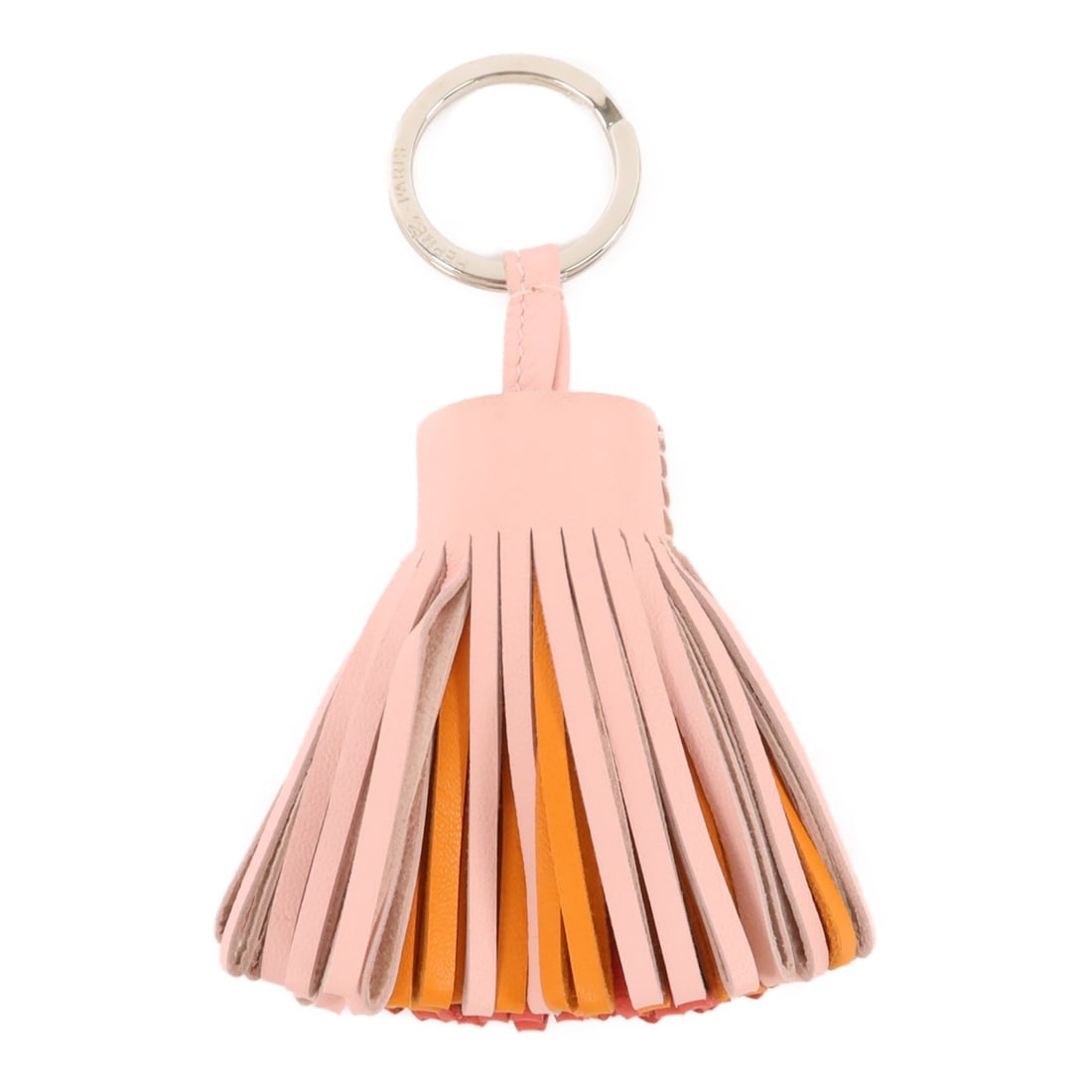 Hermes Carmen Milo Lambskin Key Ring Rose Sakura PHW: Hermes Carmen Milo Lambskin Key Ring Rose Sakura PHW A Hermes Carmen key ring made from Agneau Milo lambskin (sheep leather) in Rose Sakura, with PHW finish. The item is in very good AB condition and 