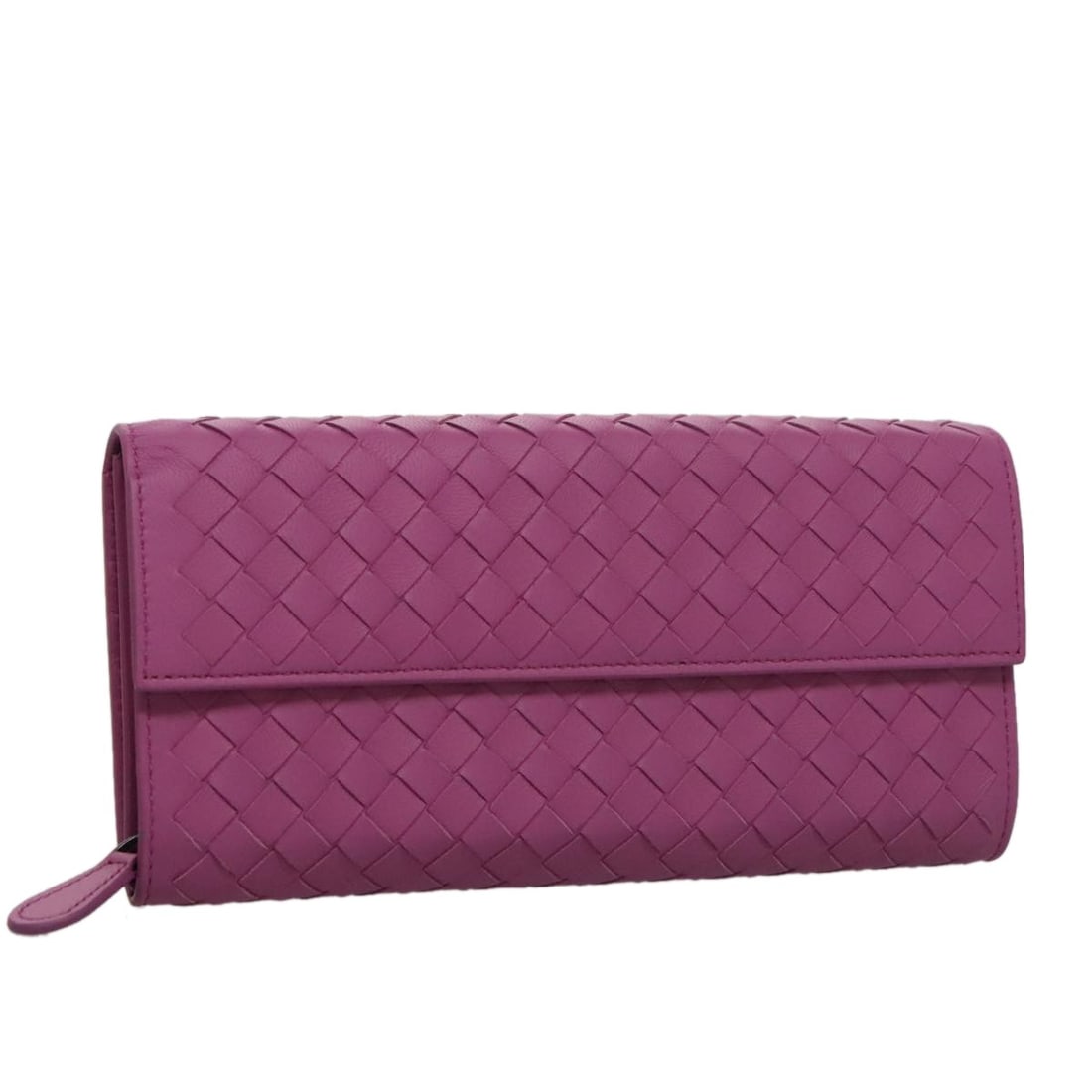 Bottega Veneta Intrecciato Purple Leather Long Wallet with Box Dust Bag: Bottega Veneta Intrecciato Purple Leather Long Wallet with Box Dust Bag Bottega Veneta Intrecciato long wallet in purple leather. It comes with a dust bag and item box, and was made in Italy. The wall