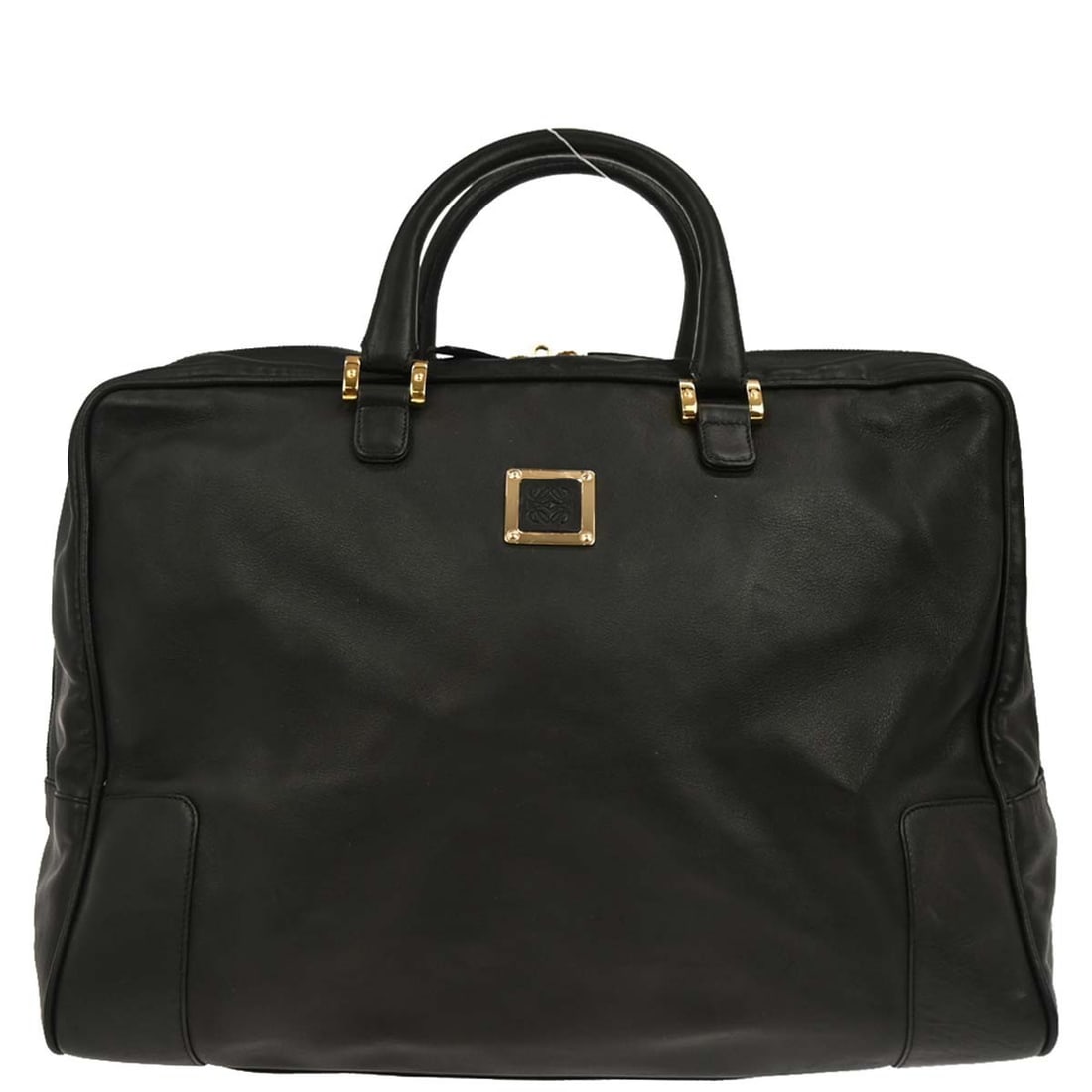 Loewe Amazona 40 Large Black Leather Top Handle Bag: Loewe Amazona 40 Large Black Leather Top Handle Bag Loewe Amazona 40 top handle handbag in black leather with double handles, zip closure, and inner storage including one interior zipper pocket. Made 