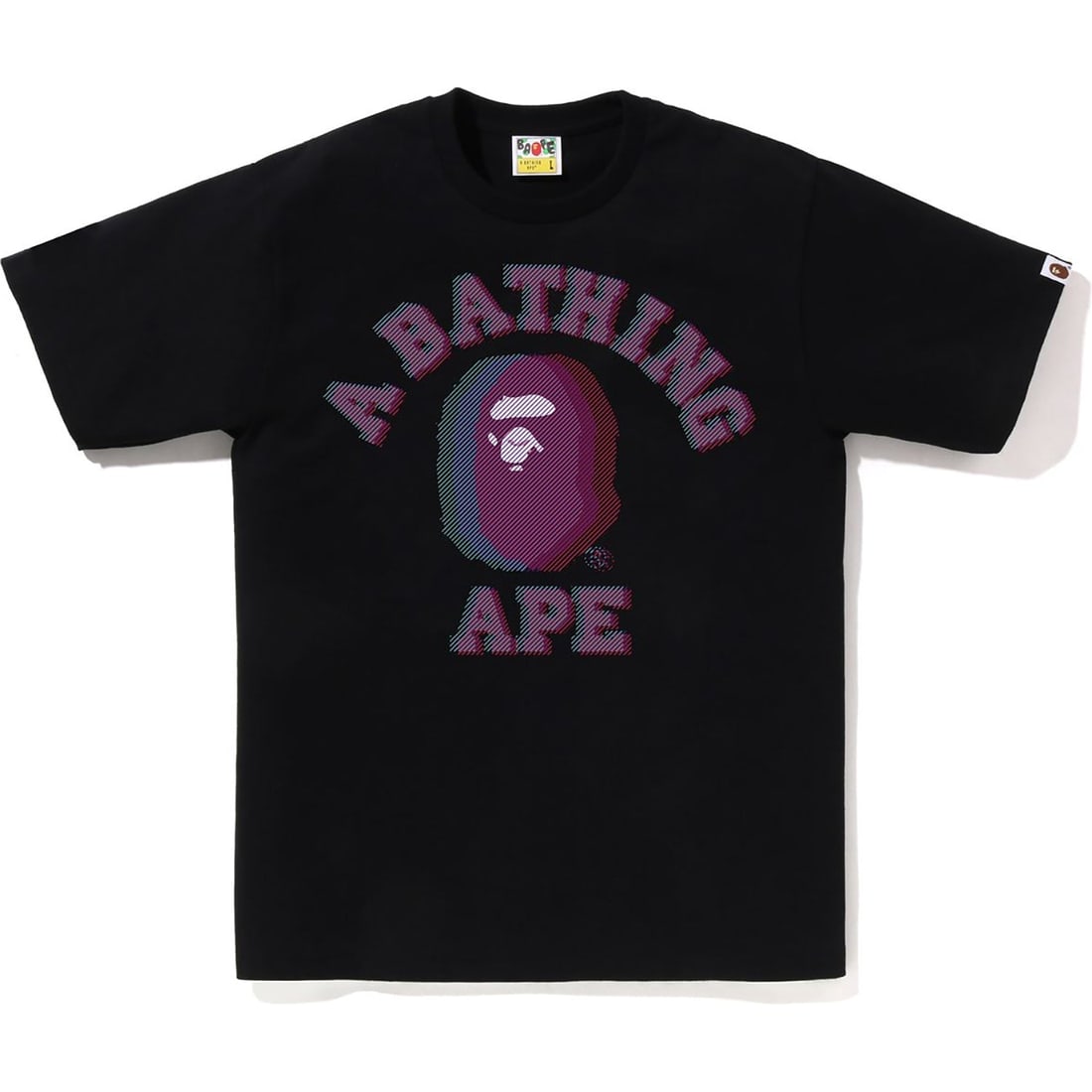 A Bathing Ape Glitch Art College T Shirt Black Large: A Bathing Ape Glitch Art College T Shirt Black Large Authentic Bape Glitch Art College black tee in size Large. A straightforward graphic T-shirt featuring the Glitch Art College design. Specification