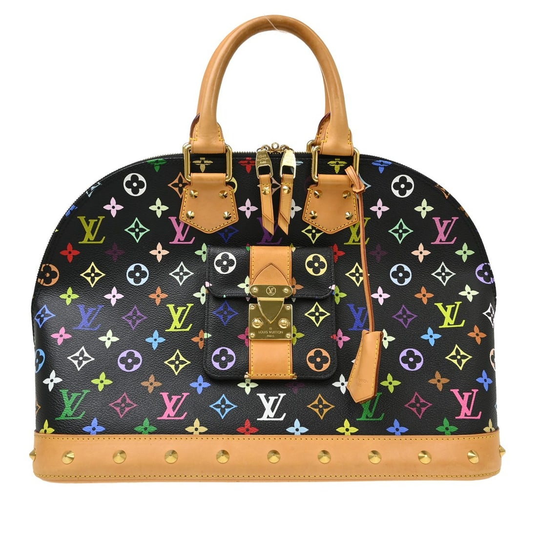 Louis Vuitton Alma GM Black Monogram Multicolor Hand Bag M40442: Louis Vuitton Alma GM Black Monogram Multicolor Hand Bag M40442 Louis Vuitton Alma GM handbag in black Monogram Multicolor canvas with leather trim and a zip closure. This women's handbag is made in F