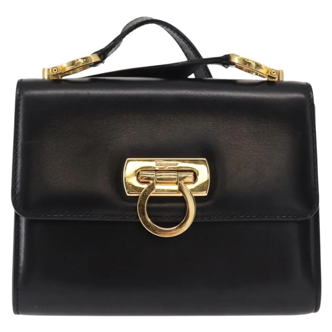 Salvatore Ferragamo Gancini Flap black leather shoulder bag (1 of 18)