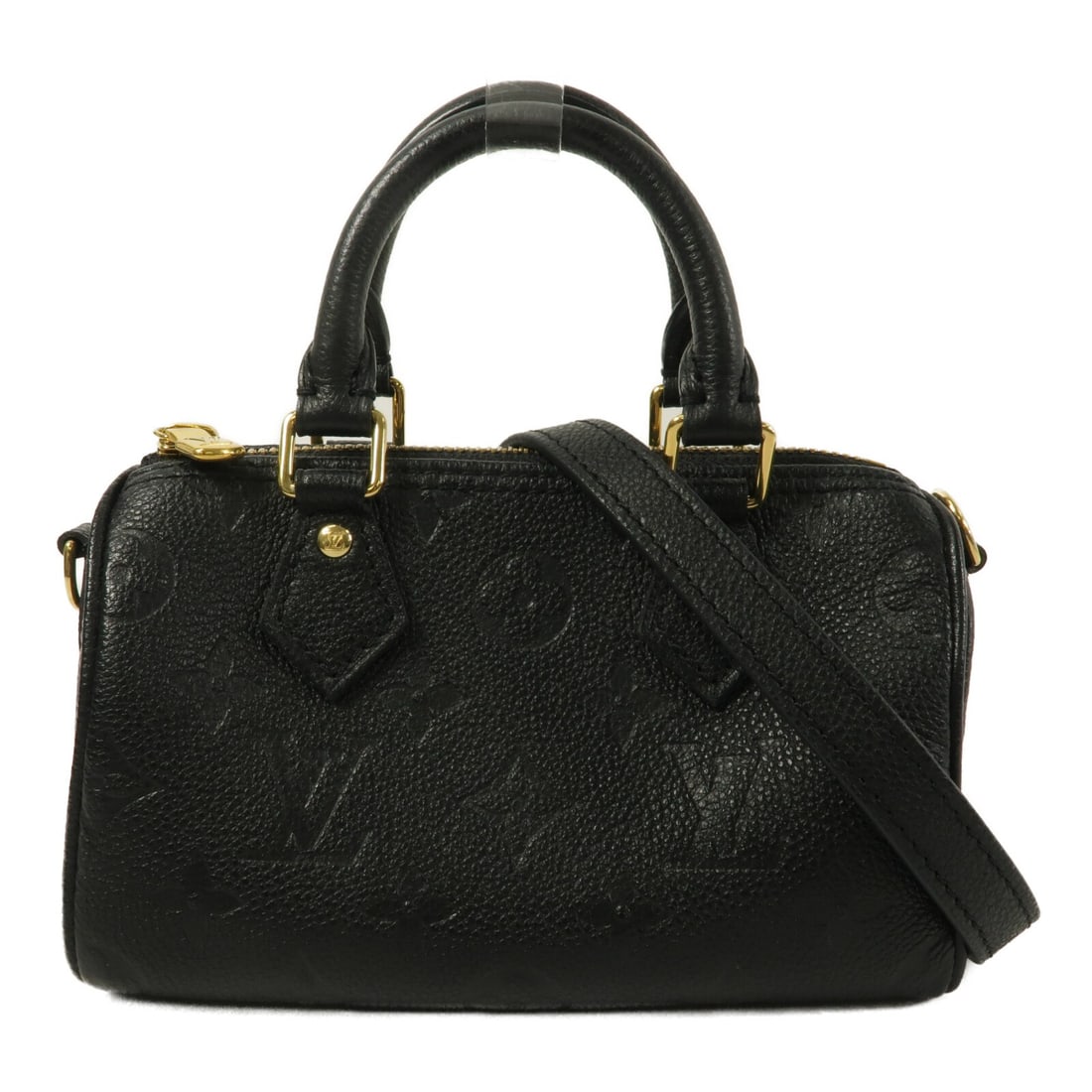 Louis Vuitton Nano Speedy M82450 2 Way Bag Black Monogram Empreinte: Louis Vuitton Nano Speedy M82450 2 Way Bag Black Monogram Empreinte Louis Vuitton Nano Speedy 2 Way Shoulder Bag in black Monogram Empreinte calfskin. This women's bag features a 2-way shoulder bag de