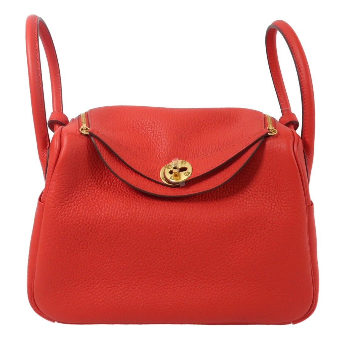 Hermes Lindy 26 Taurillon Clemence 2 Way Shoulder Bag Rouge de Coeur GHW: Hermes Lindy 26 Taurillon Clemence 2 Way Shoulder Bag Rouge de Coeur GHW Hermes Lindy 26 2 Way Shoulder Bag in Taurillon Clemence leather and calfskin (cowhide), presented in Rouge de Coeur / red tone
