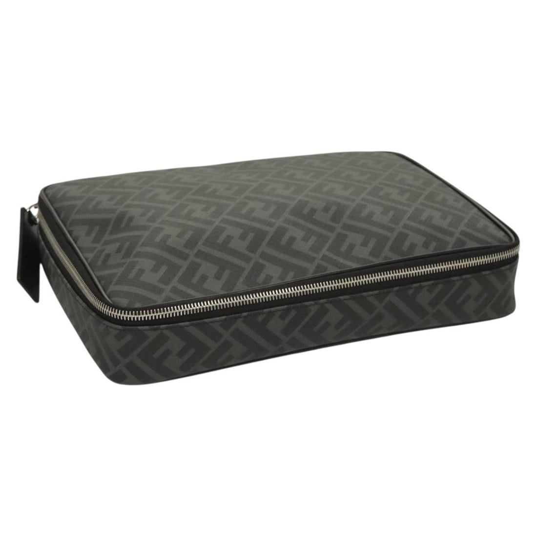 FENDI Zucca Canvas Clutch Purse Black Gray Italy: FENDI Zucca Canvas Clutch Purse Black Gray Italy FENDI clutch bag in Zucca canvas with a black and gray exterior. Made in Italy, this women's bag comes with a dust bag and is described as condition ra