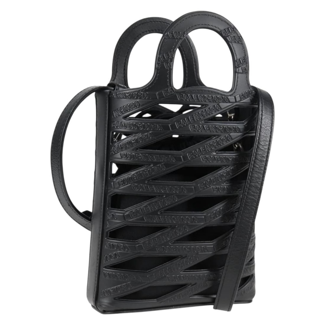 Balenciaga 660787 black leather 2way handbag with shoulder strap: Balenciaga 660787 black leather 2way handbag with shoulder strap Balenciaga 2-way handbag in black leather, made in Italy. It comes with a dust bag and shoulder strap, and is described as being in exc